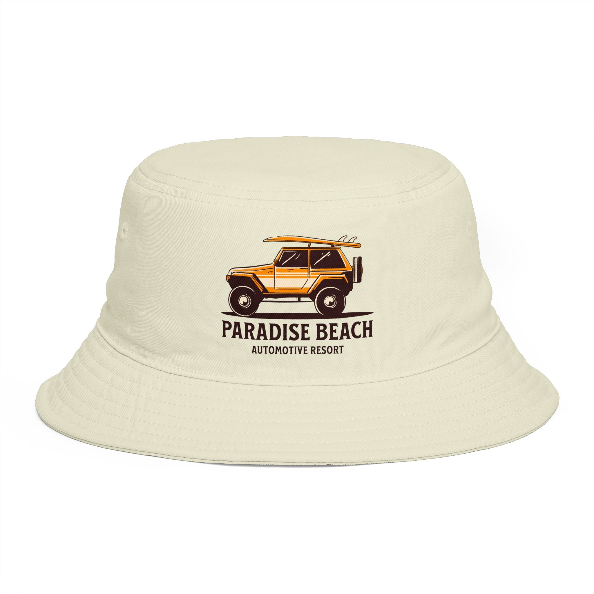 Paradise Beach Surf Buggy Bucket Hat — Vintage Beach Vacation Sun Hat