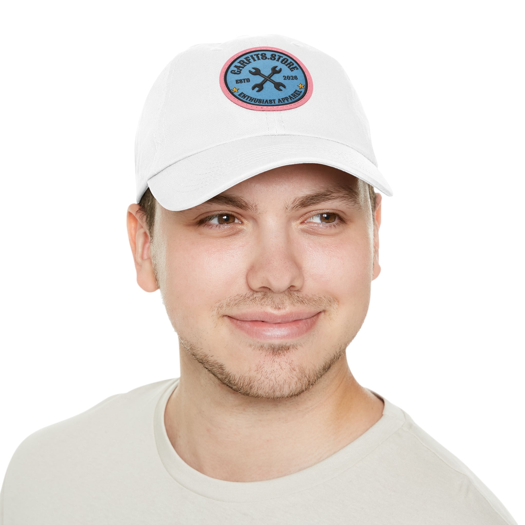 Mechanic Logo Dad Hat — Leather Patch Cap