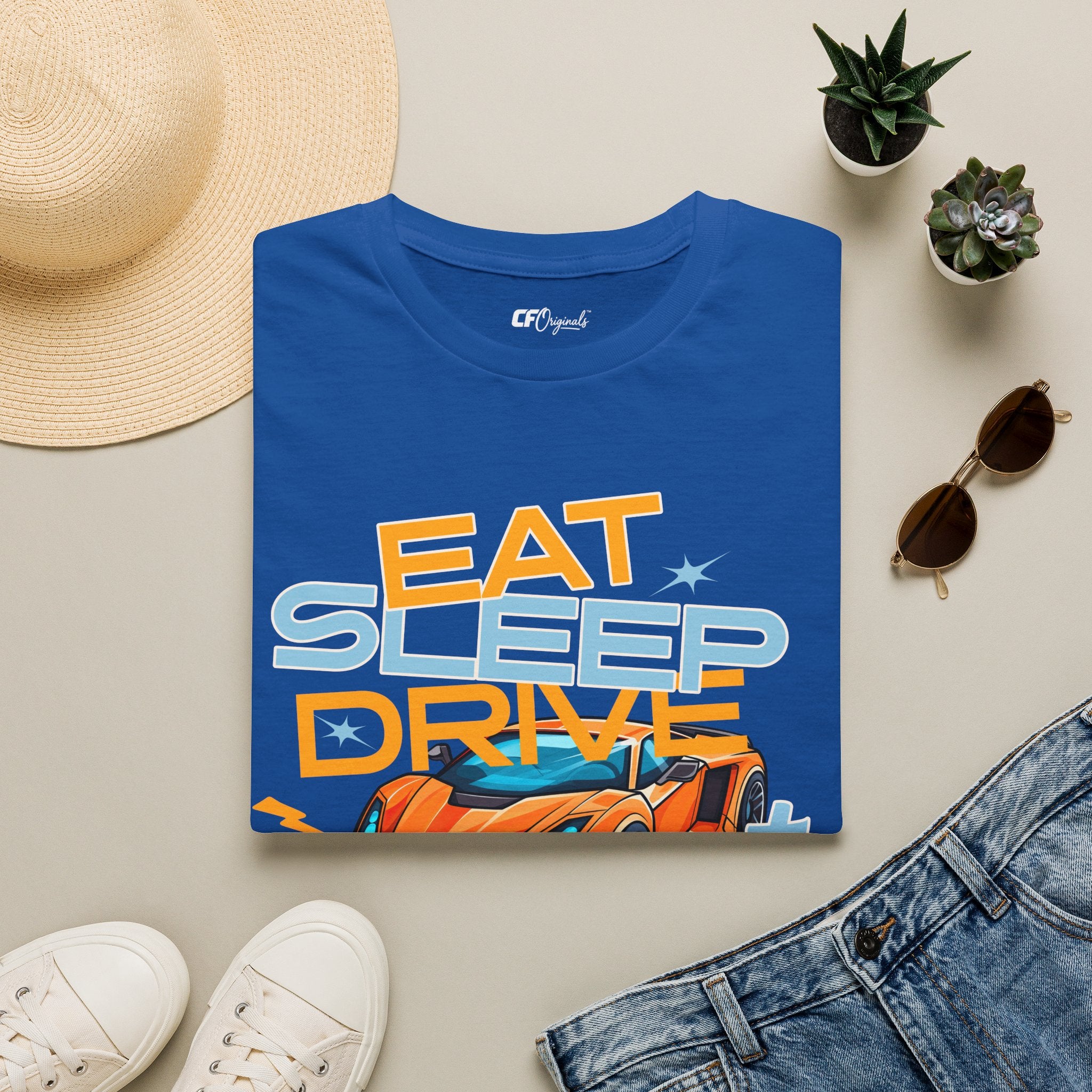 Eat Sleep Drive Repeat T-Shirt — Racing Car Graphic Tee for Motorsport Fans