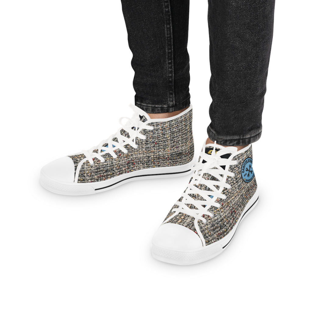 High Top Sneakers — Tweed Texture Men's Casual Athletic Shoes