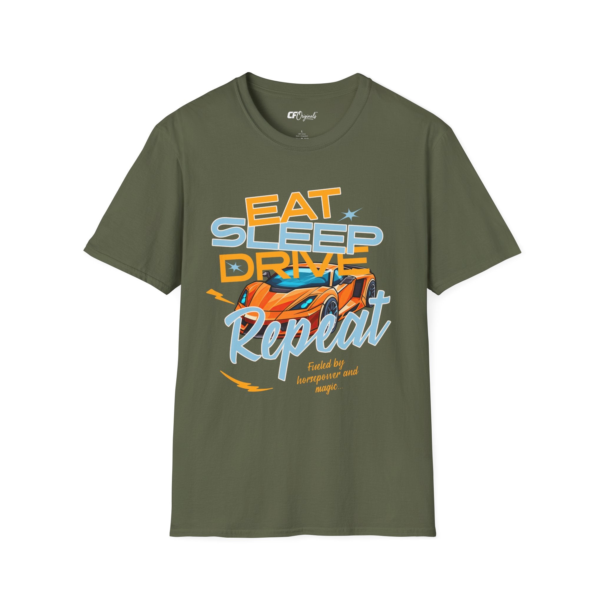 Eat Sleep Drive Repeat T-Shirt — Racing Car Graphic Tee for Motorsport Fans