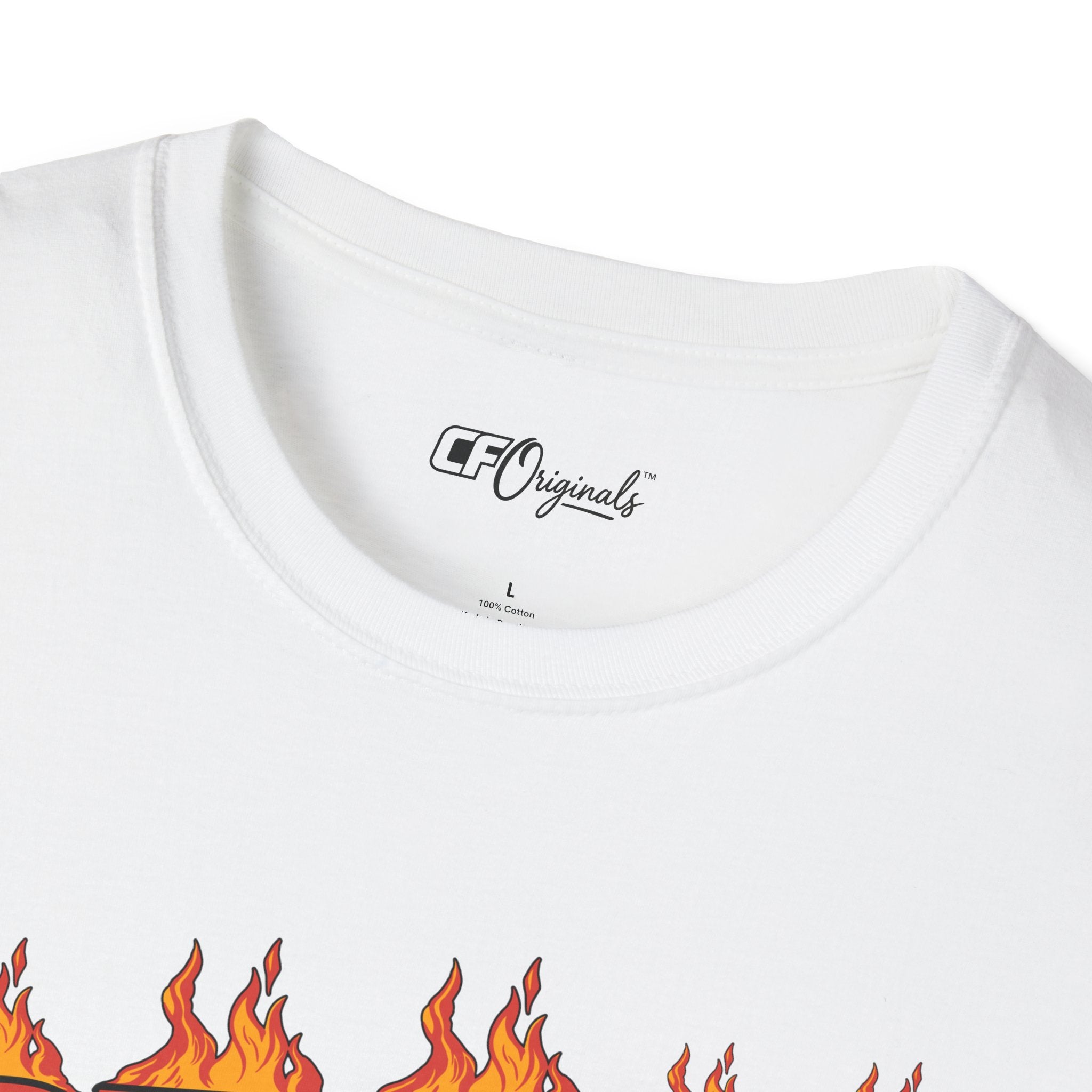 Racing 'BURN' Graphic Tee — Retro Flaming Racecar Chicago Track Shirt