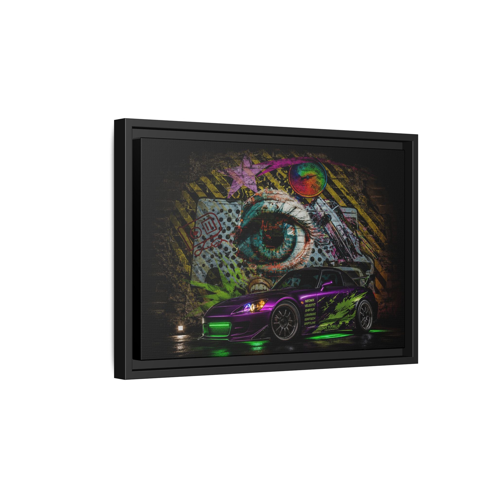 Graffiti Sports Car Matte Canvas - Framed Wall Art