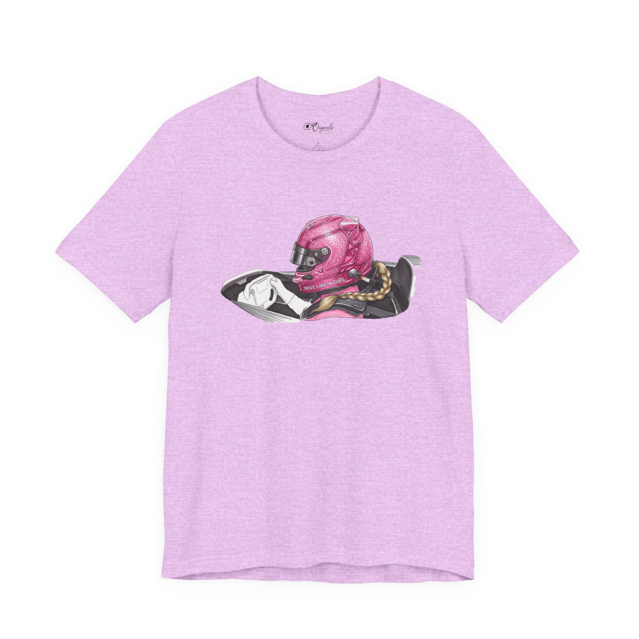 Drive Like a Girl — Pink Racing Helmet Graphic T-Shirt