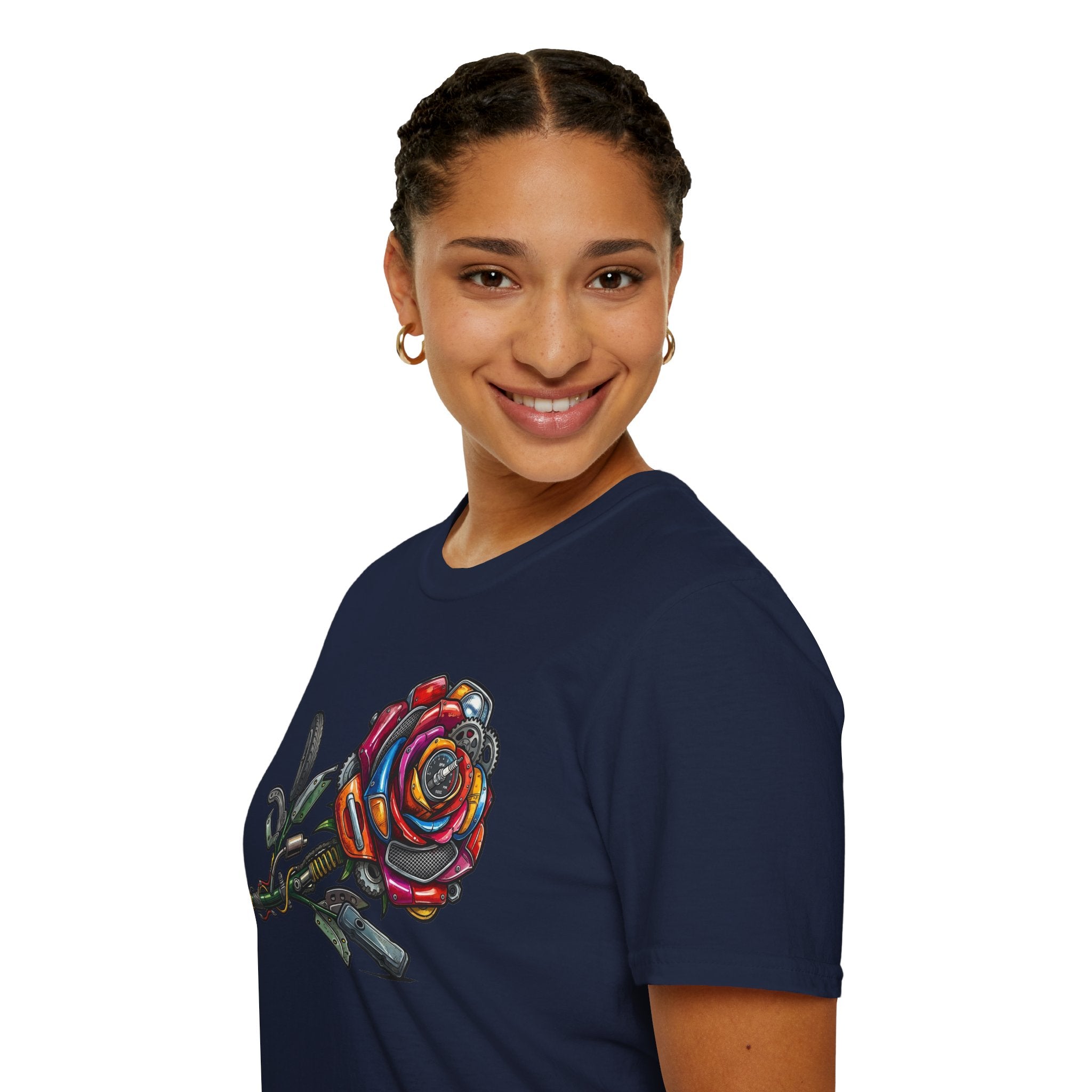 Colorful Mechanical Rose Graphic Tee