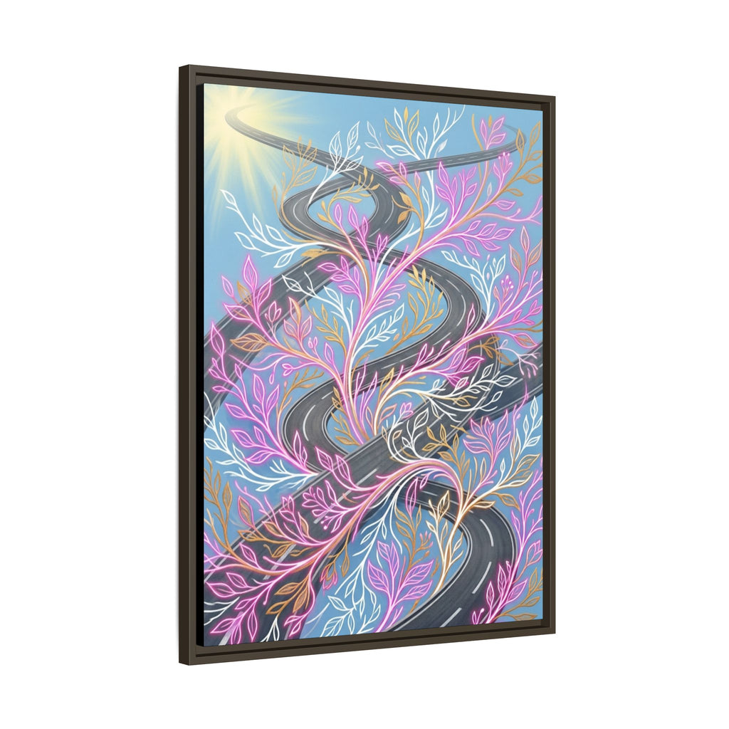 Framed Matte Canvas Floral Vines Wall Art — Pastel Botanical Abstract