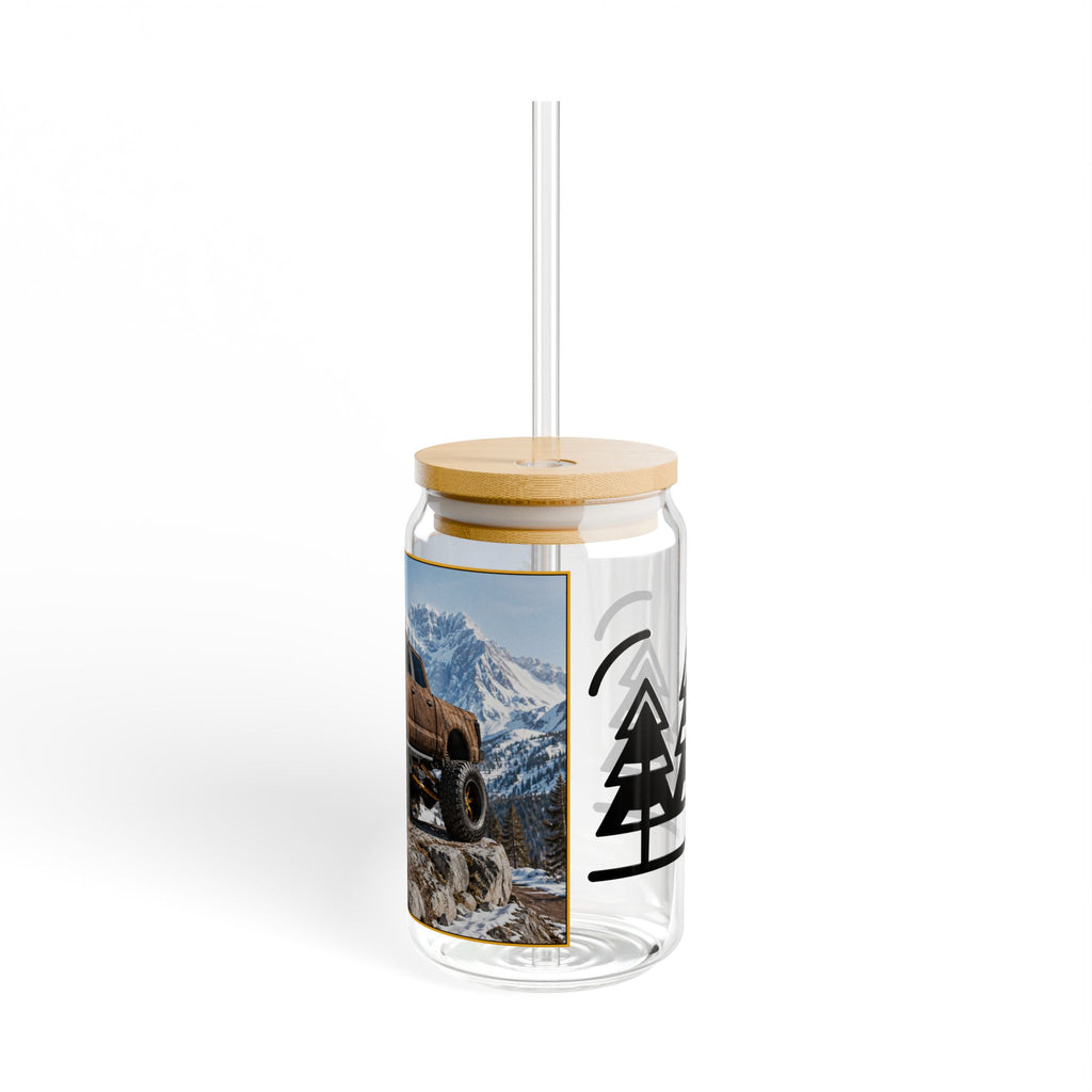 Off-Road Moose Truck Sipper Glass – 16oz Outdoor Adventure Tumbler with Straw