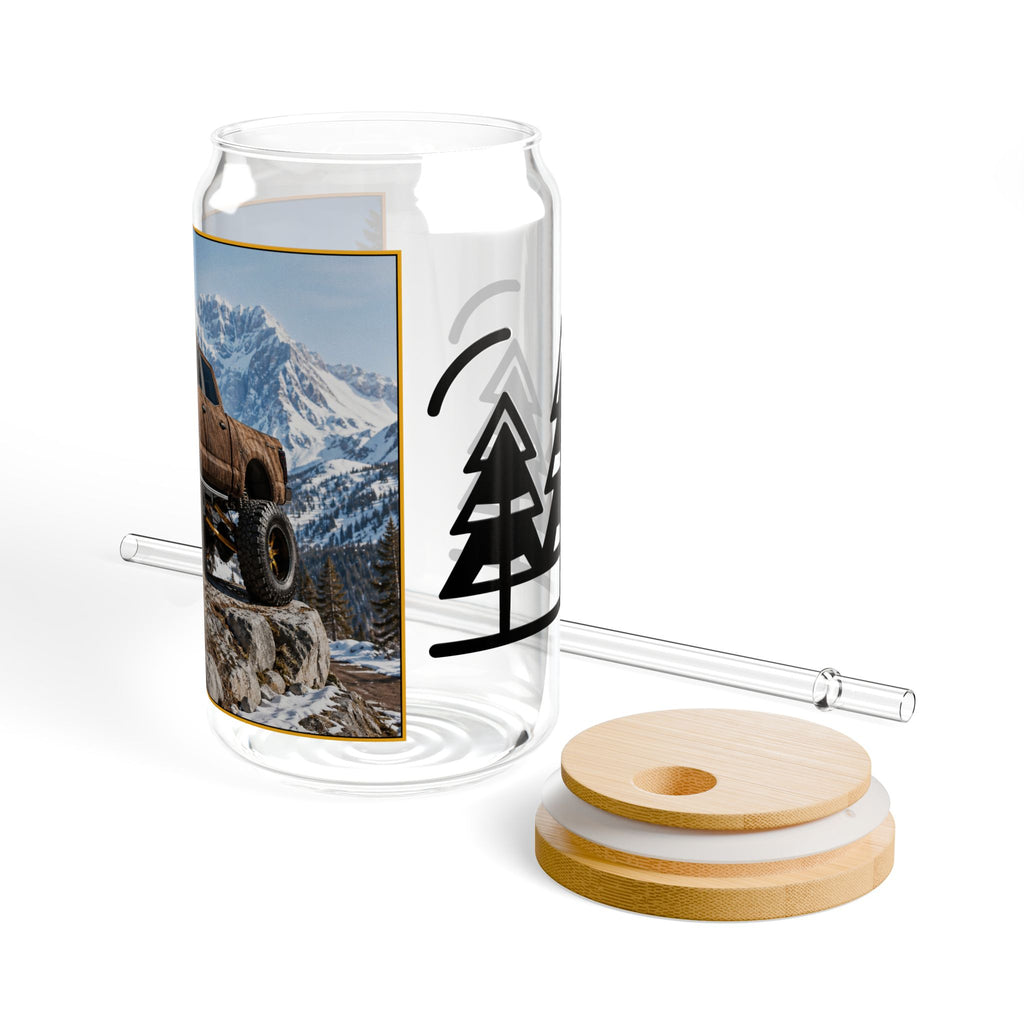 Off-Road Moose Truck Sipper Glass – 16oz Outdoor Adventure Tumbler with Straw