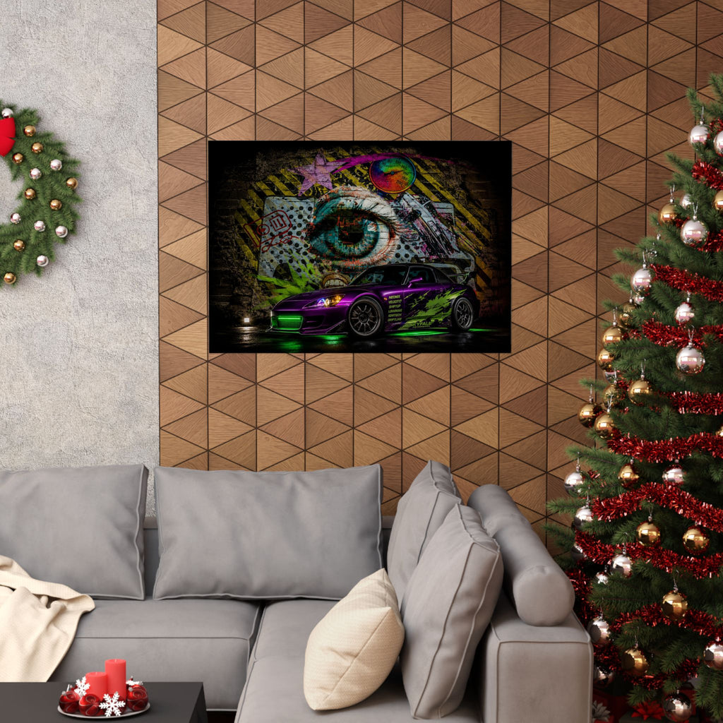 Graffiti Sports Car Matte Poster — Neon Drift Street Art Wall Print