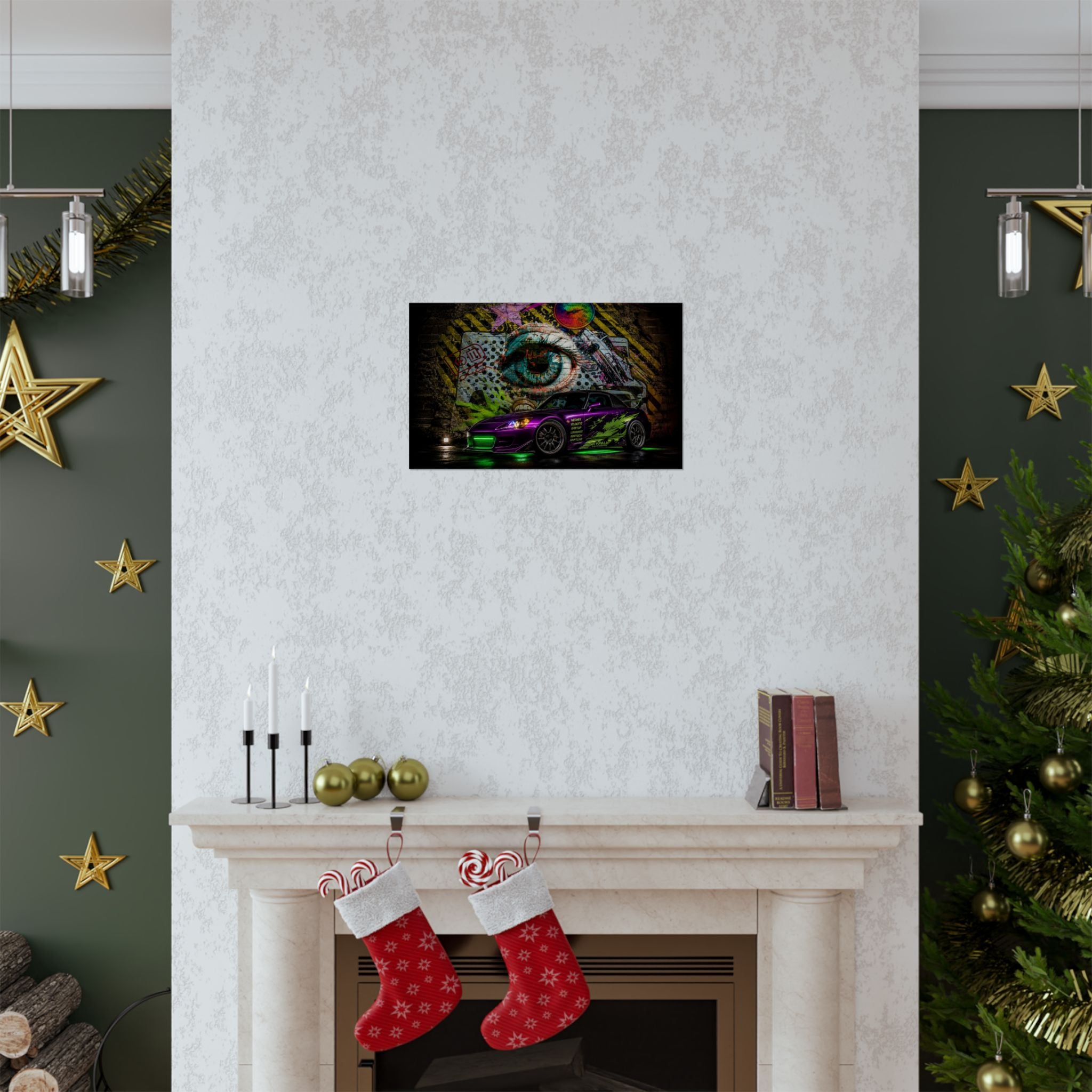 Graffiti Sports Car Matte Poster — Neon Drift Street Art Wall Print