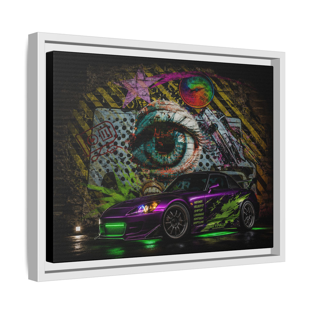 Graffiti Sports Car Matte Canvas - Framed Wall Art