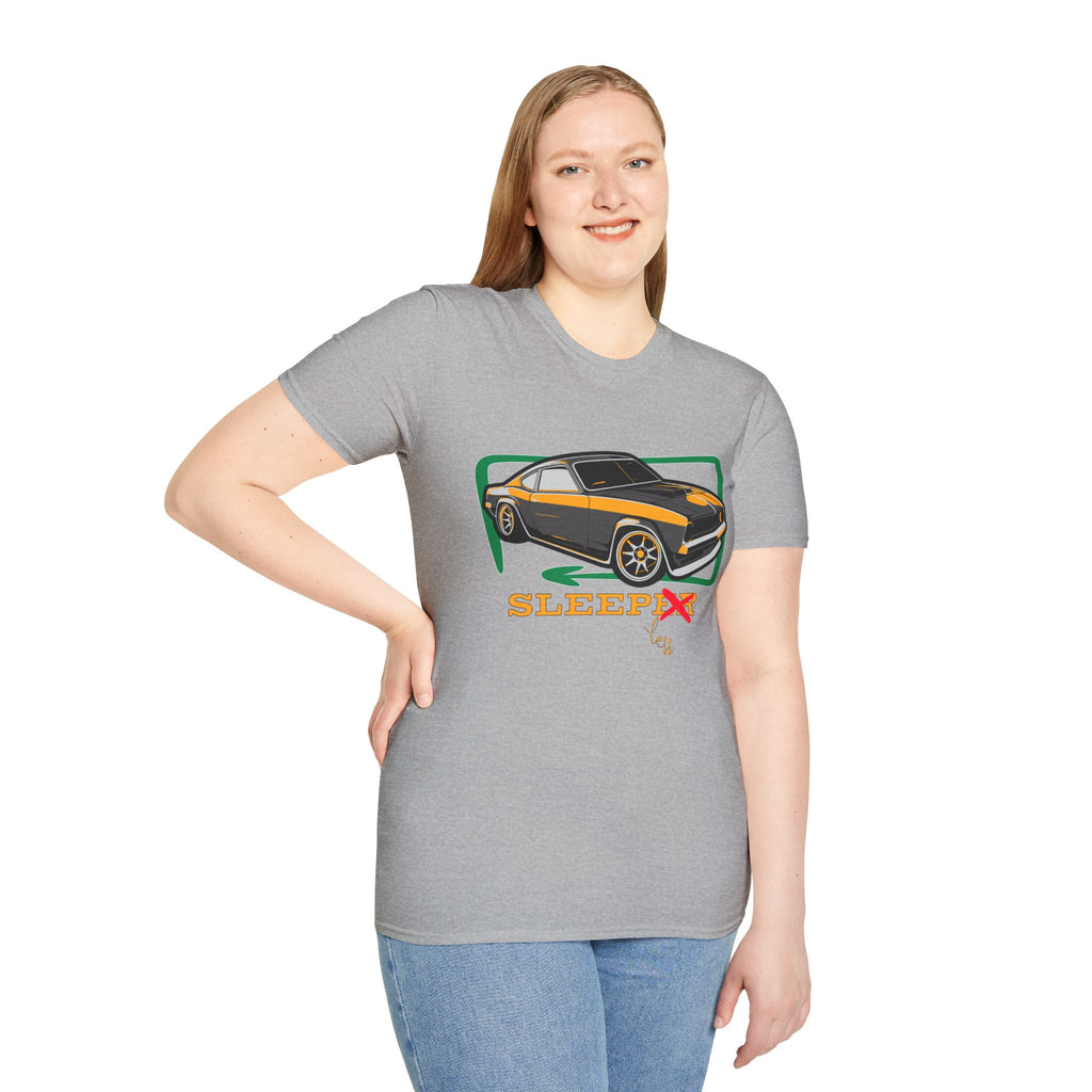 Classic Muscle Car T-Shirt — Retro 'Sleepless' Graphic Tee
