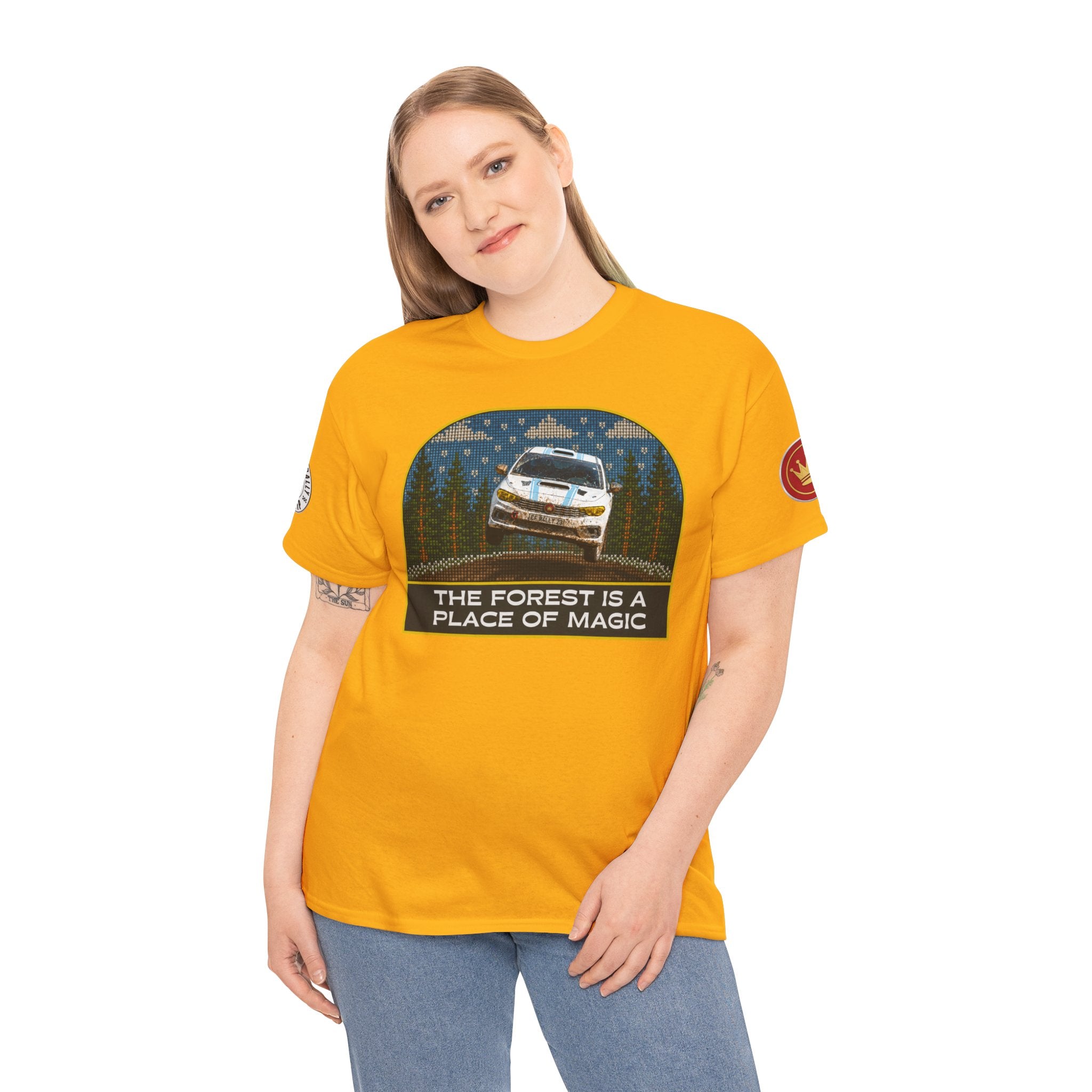 Forest Rally T‑Shirt – 'The Forest Is a Place of Magic' Cross-stitched Style Graphic