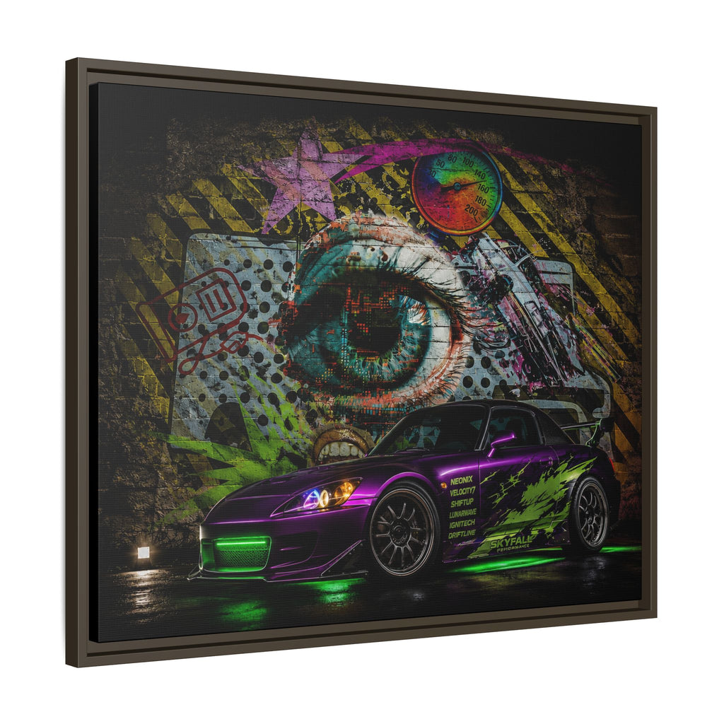 Graffiti Sports Car Matte Canvas - Framed Wall Art