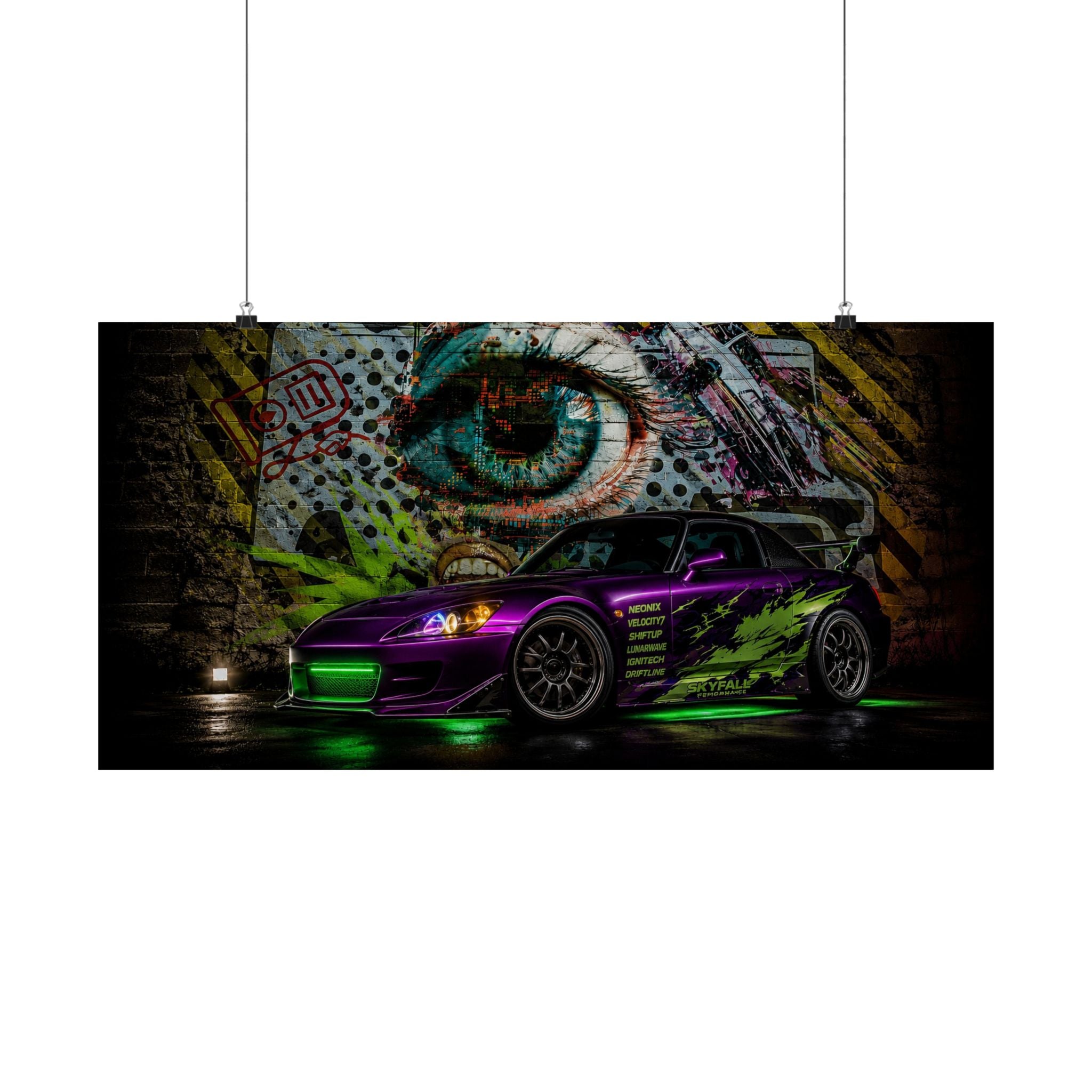 Graffiti Sports Car Matte Poster — Neon Drift Street Art Wall Print