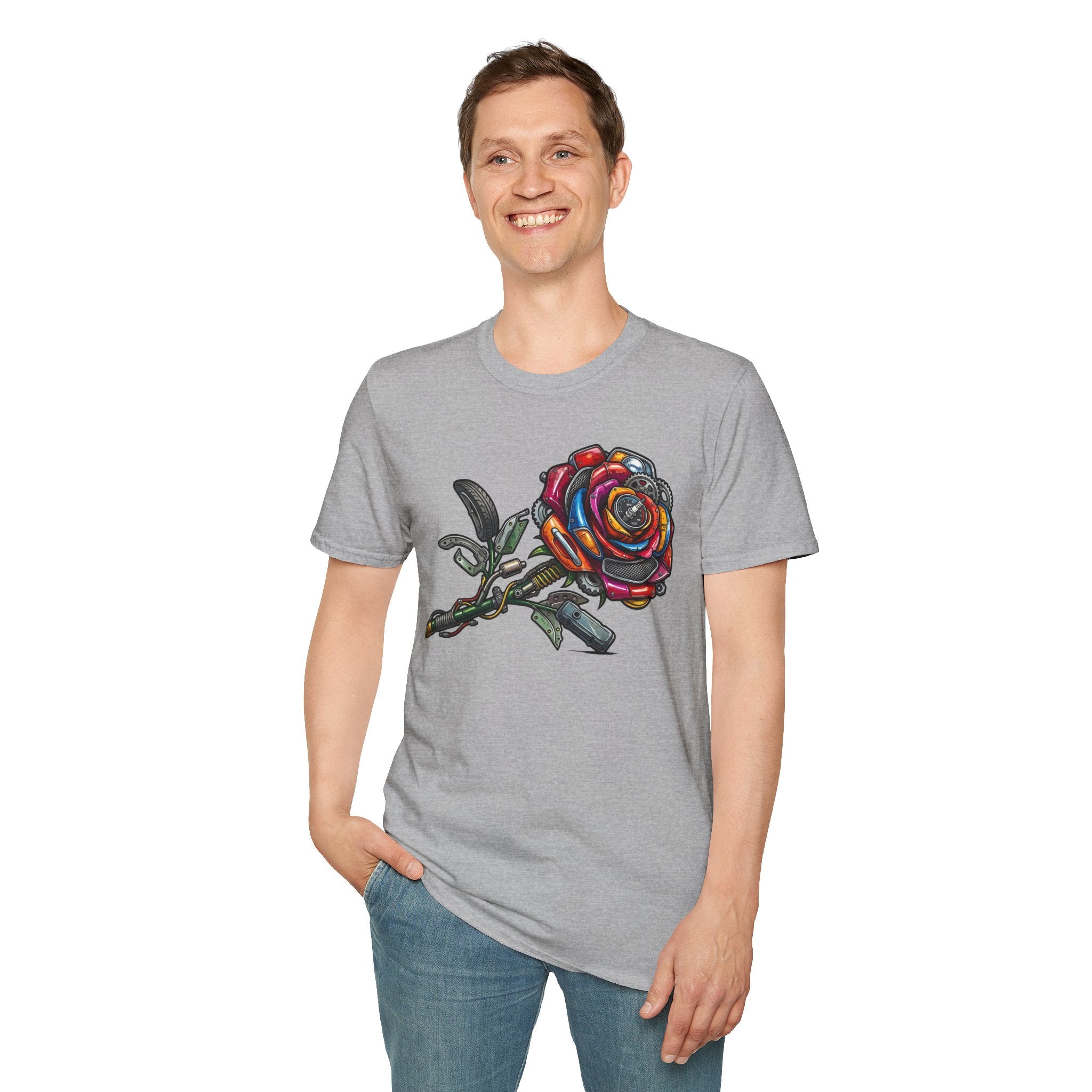 Colorful Mechanical Rose Graphic Tee