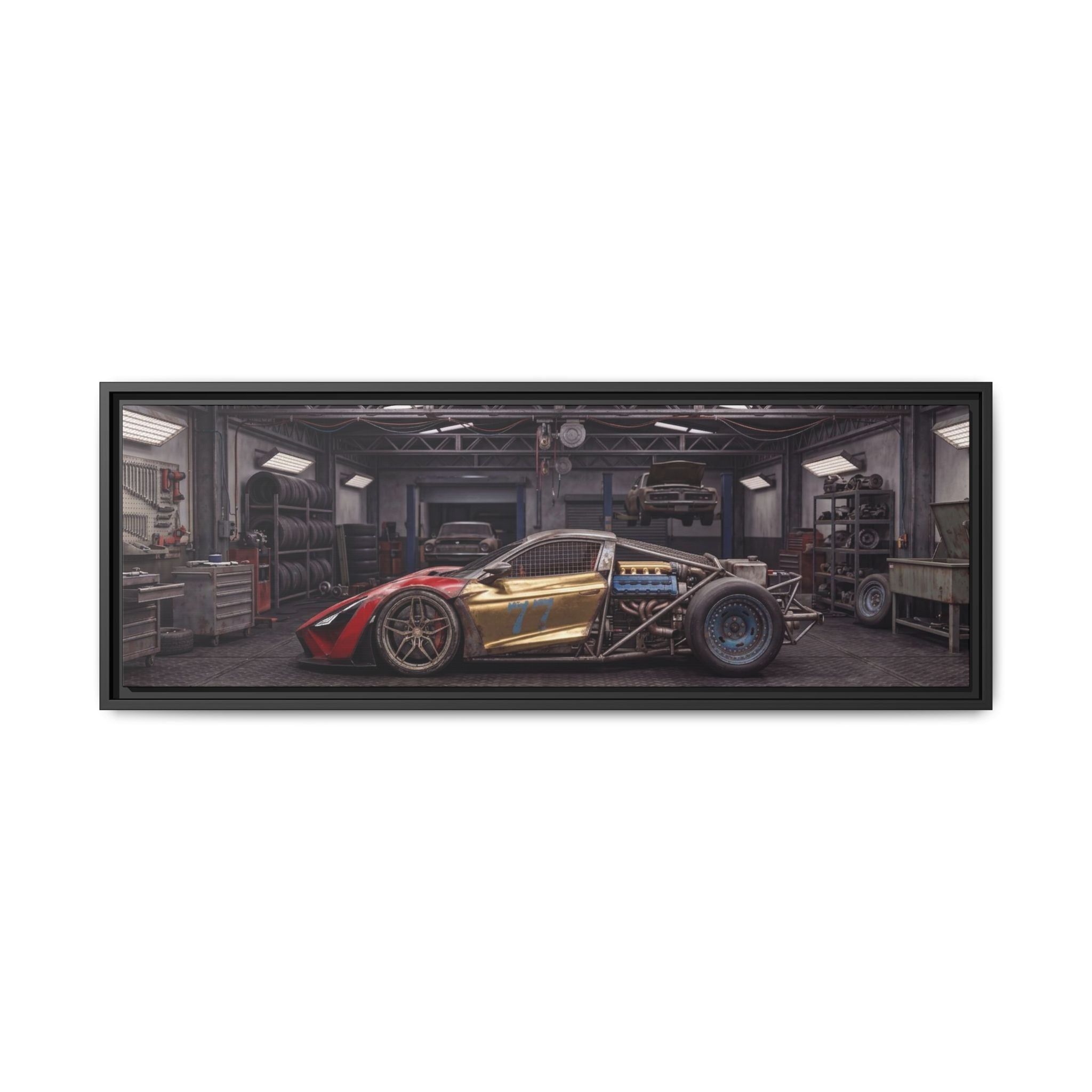 Framed Matte Canvas Supercar Rat Rod - Car Garage Wall Art