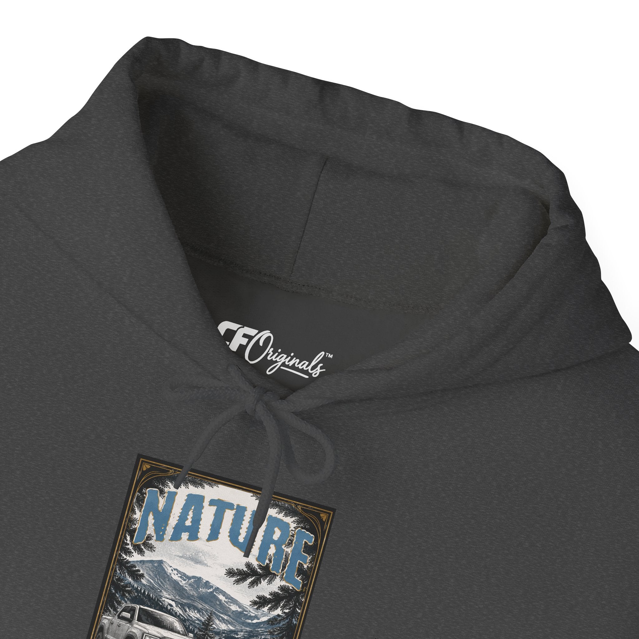Nature Is Calling Hoodie — Scenic Mountain Graphic Hooded Sweatshirt with Sleeve Paisley Art