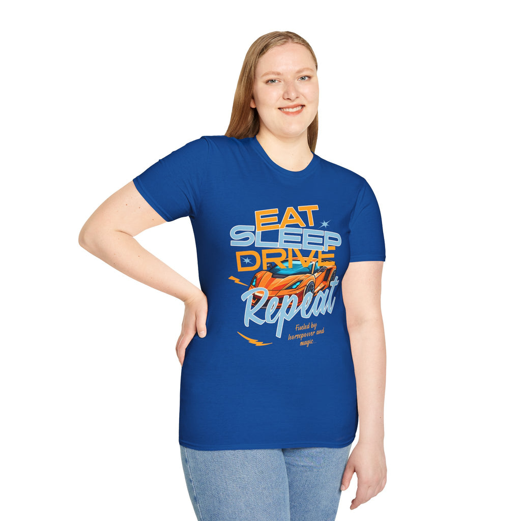 Eat Sleep Drive Repeat T-Shirt — Racing Car Graphic Tee for Motorsport Fans