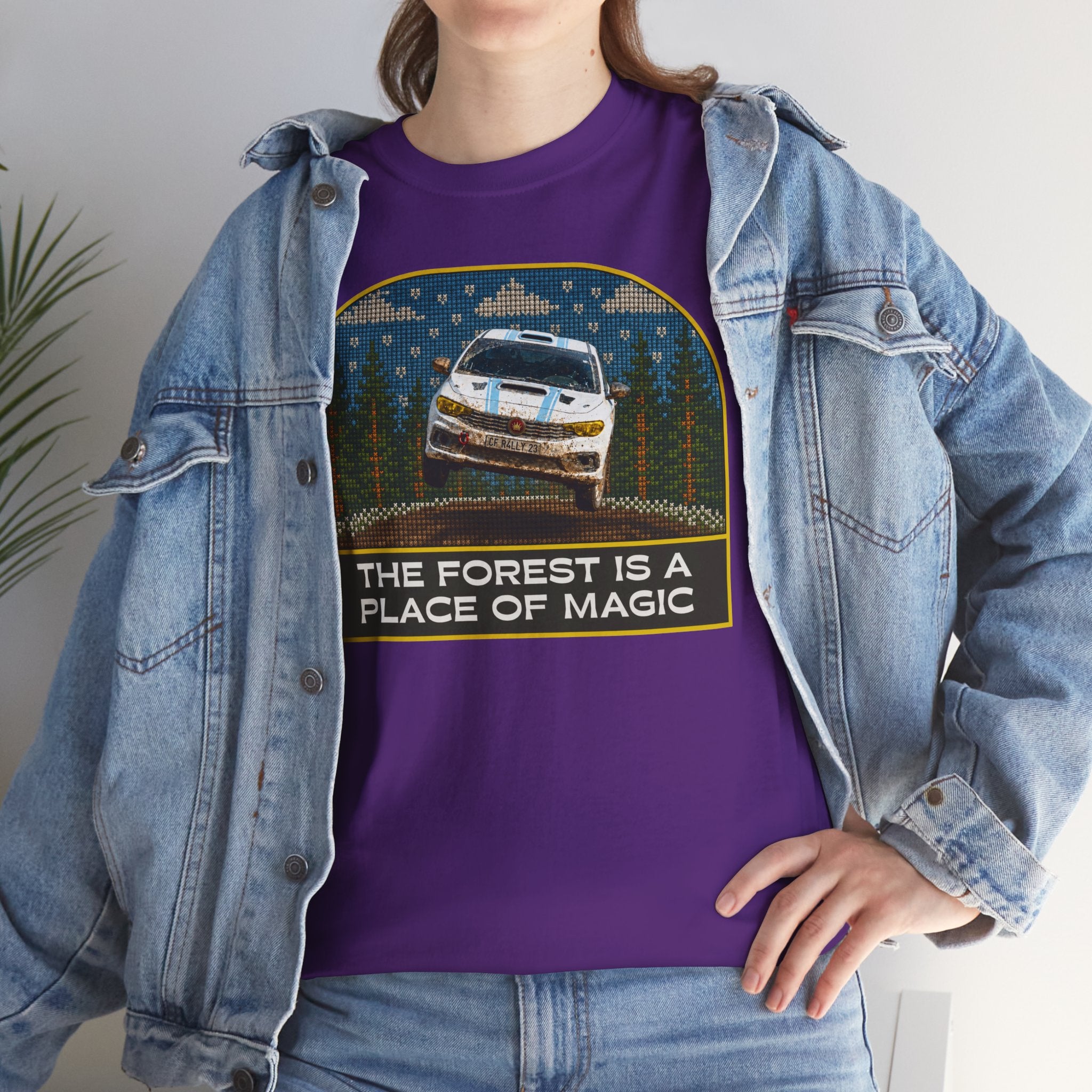 Forest Rally T‑Shirt – 'The Forest Is a Place of Magic' Cross-stitched Style Graphic