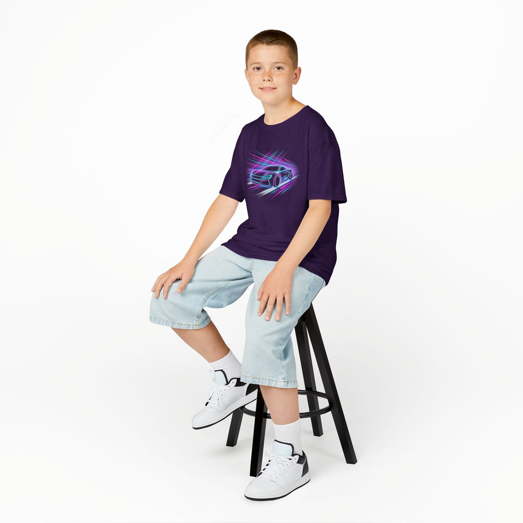Kids Neon Speed Car Tee — Racing Graphic