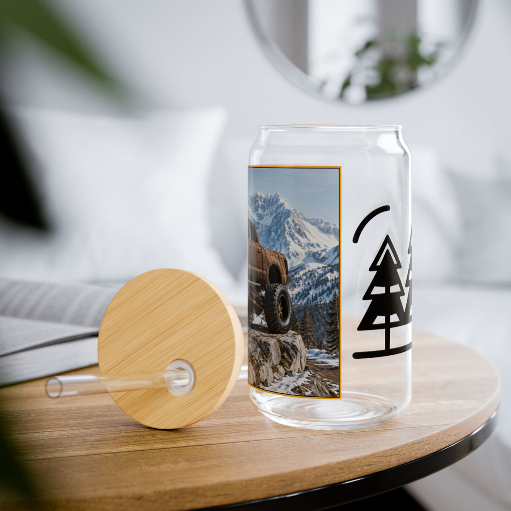 Off-Road Moose Truck Sipper Glass – 16oz Outdoor Adventure Tumbler with Straw