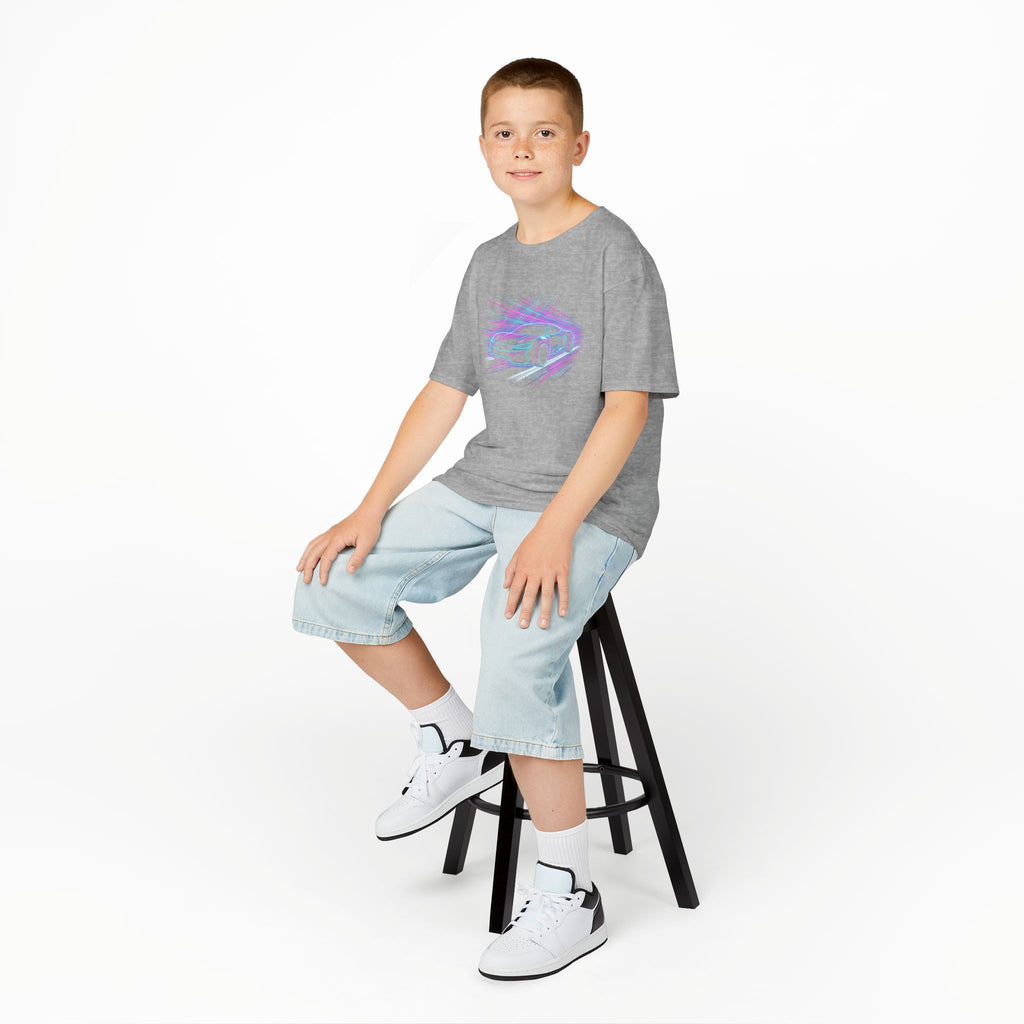 Kids Neon Speed Car Tee — Racing Graphic