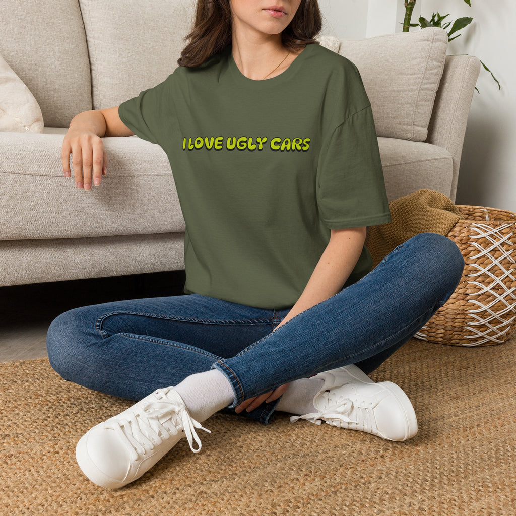 T-Shirt — "I Love Ugly Cars" Retro Green Graphic Tee