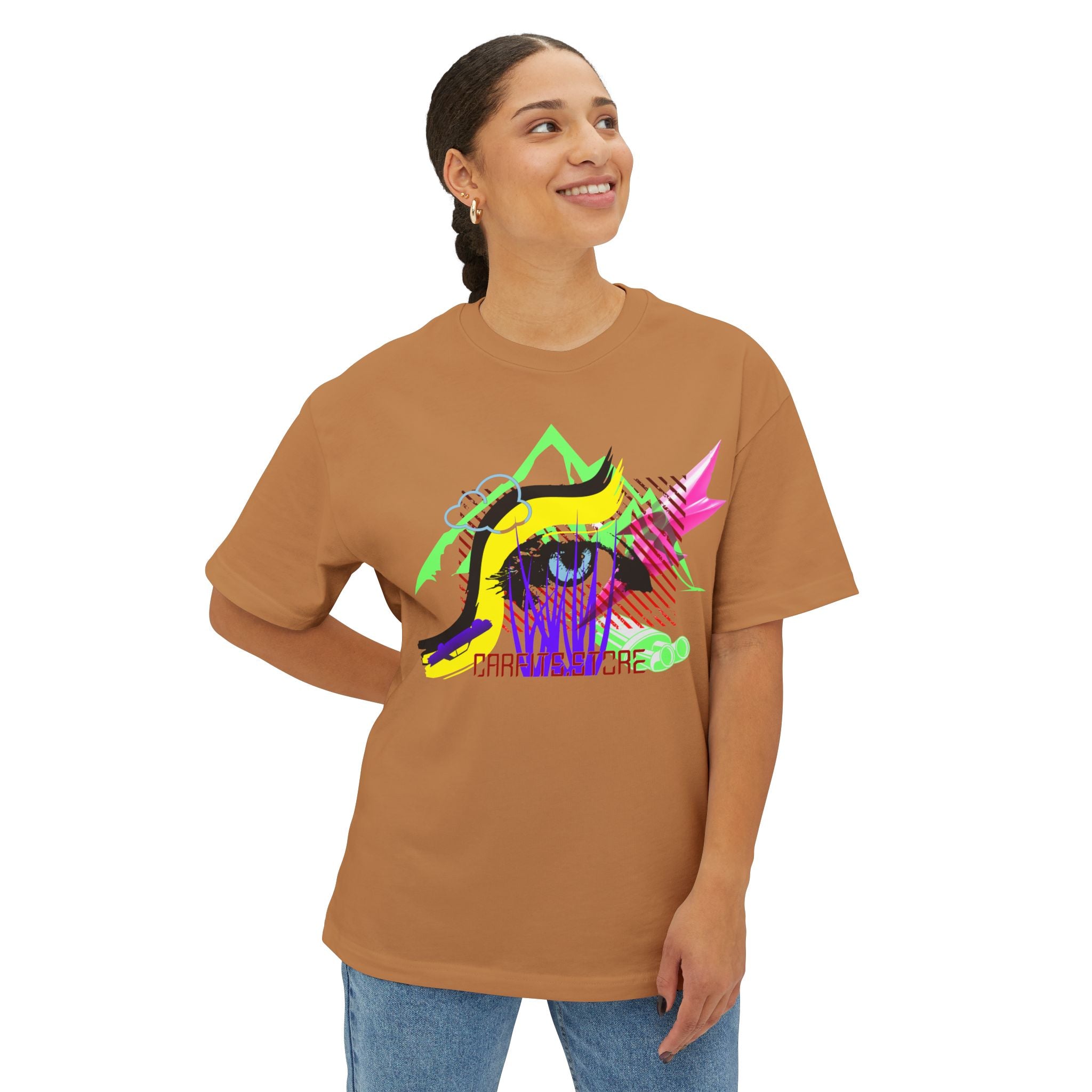 Neon Eye Boxy Tee — Retro Roadside Art Graphic Tee