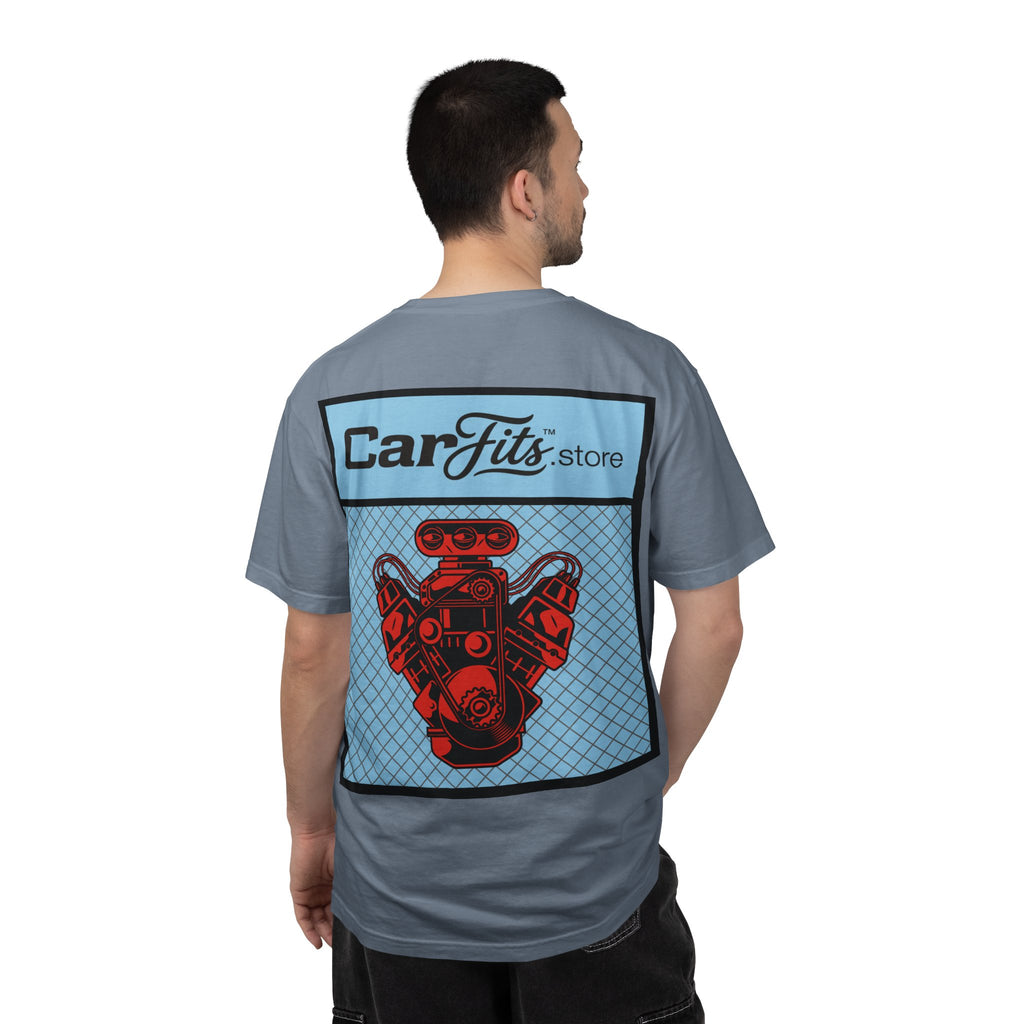 CarFits.store Big Prints T-Shirt — Retro Engine & Scenic Drive
