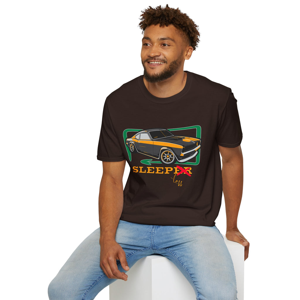 Classic Muscle Car T-Shirt — Retro 'Sleepless' Graphic Tee