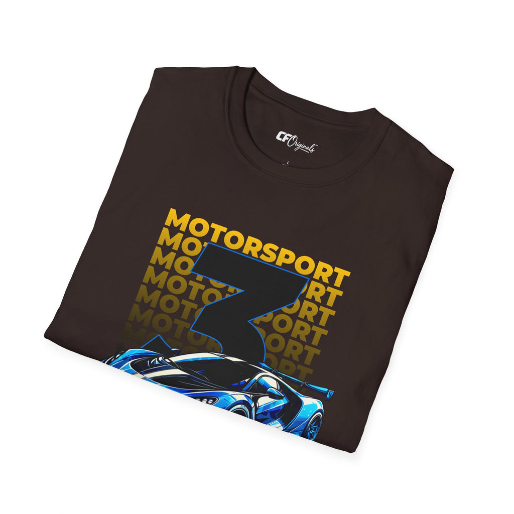 Motorsport No.3 Racing T‑Shirt — Blue Supercar Graphic Tee