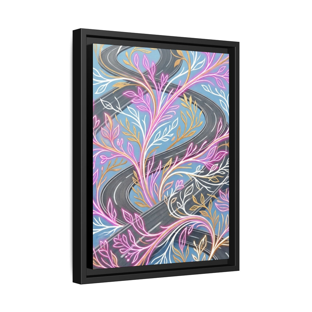 Framed Matte Canvas Floral Vines Wall Art — Pastel Botanical Abstract