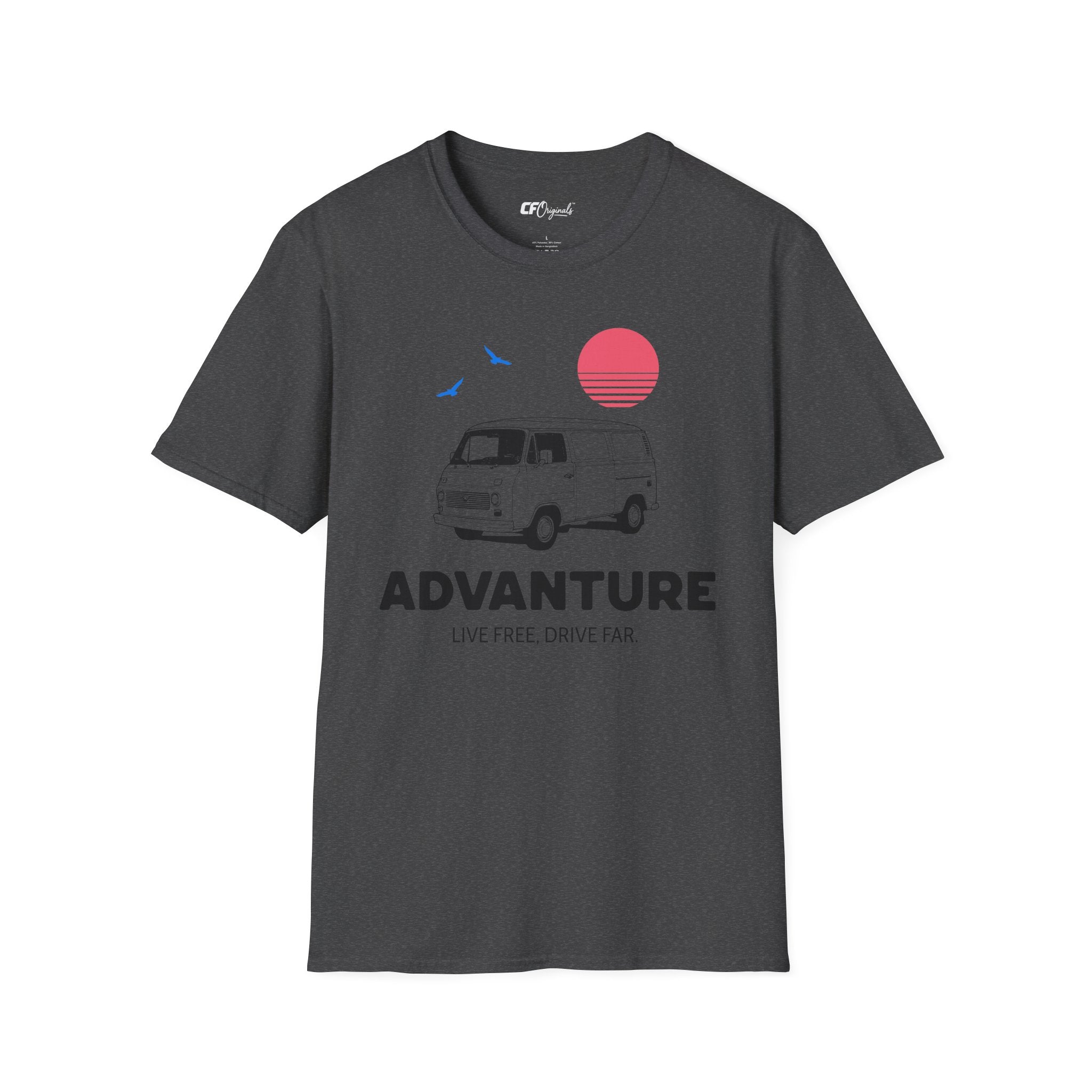 Adventure Van T‑Shirt — Retro Camper Sunset Graphic Tee