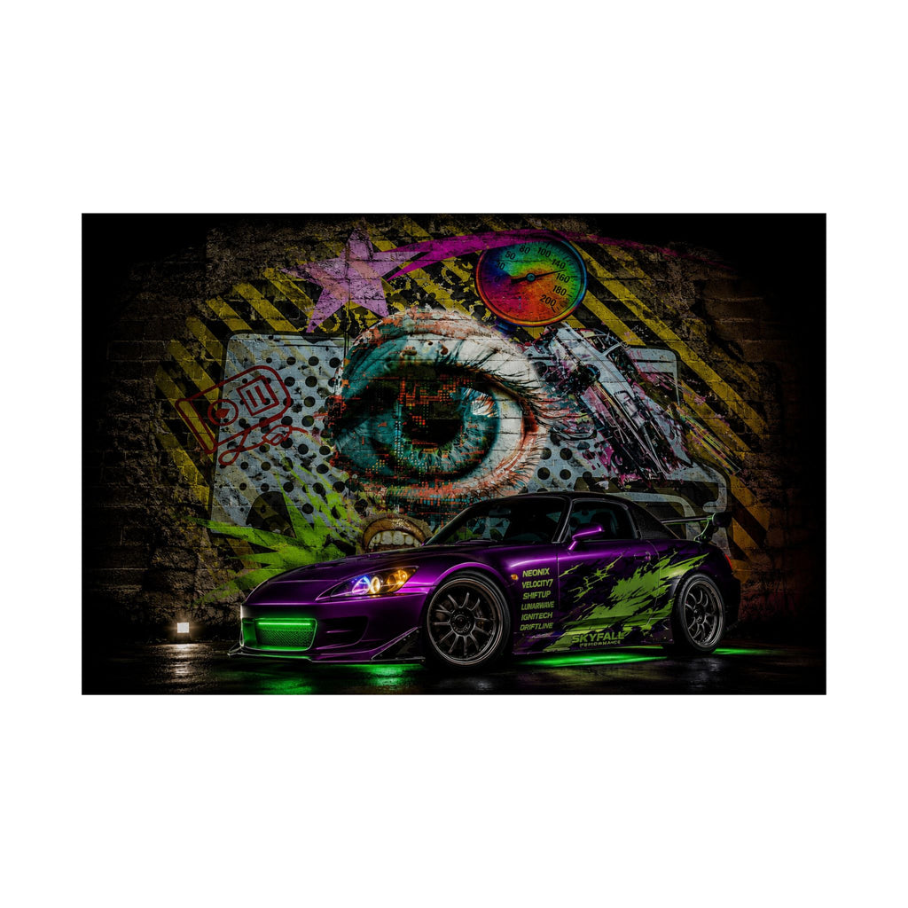 Graffiti Sports Car Matte Poster — Neon Drift Street Art Wall Print