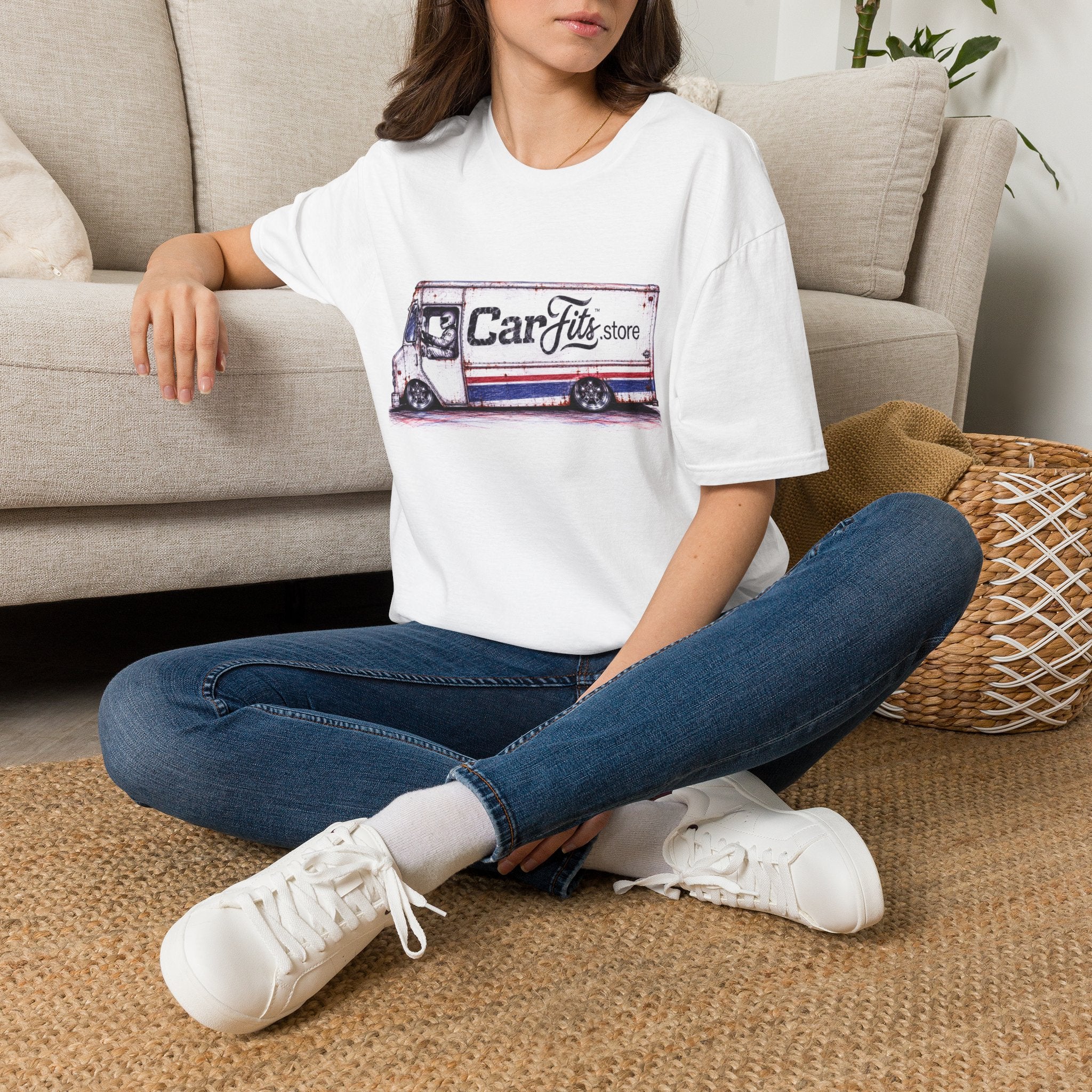 Vintage Delivery Van Tee — "CarFits.store" Retro Truck Logo T-Shirt