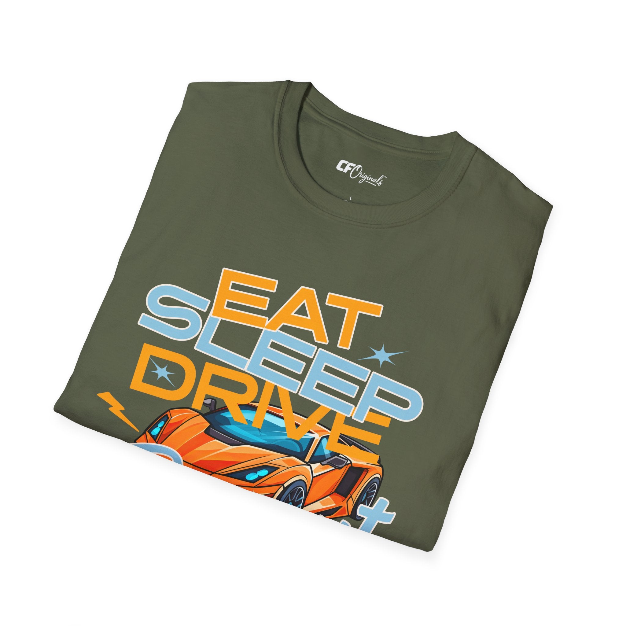Eat Sleep Drive Repeat T-Shirt — Racing Car Graphic Tee for Motorsport Fans