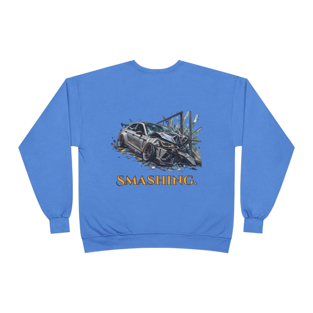Smashing Crewneck Sweatshirt — Graphic Car Crash Design