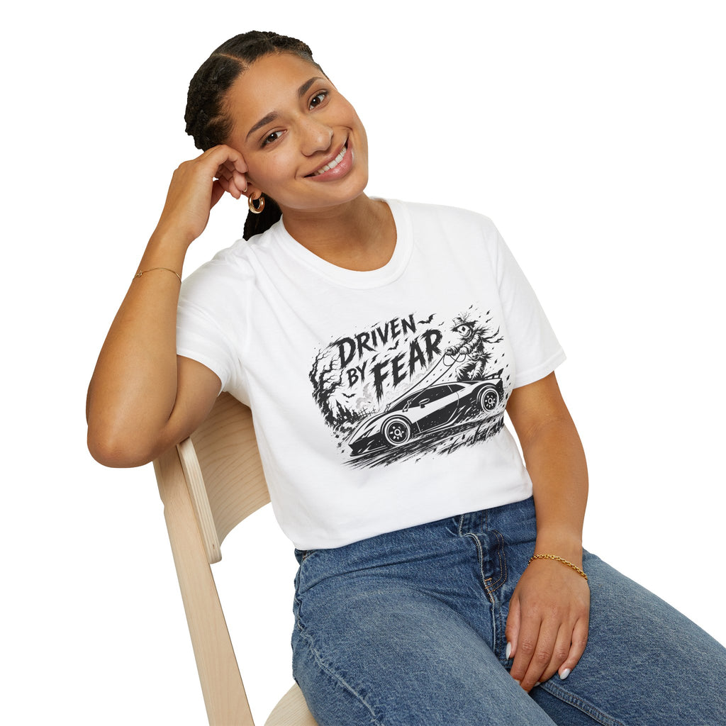 Driven By Fear T‑Shirt — Horror Sports Car Graphic Tee