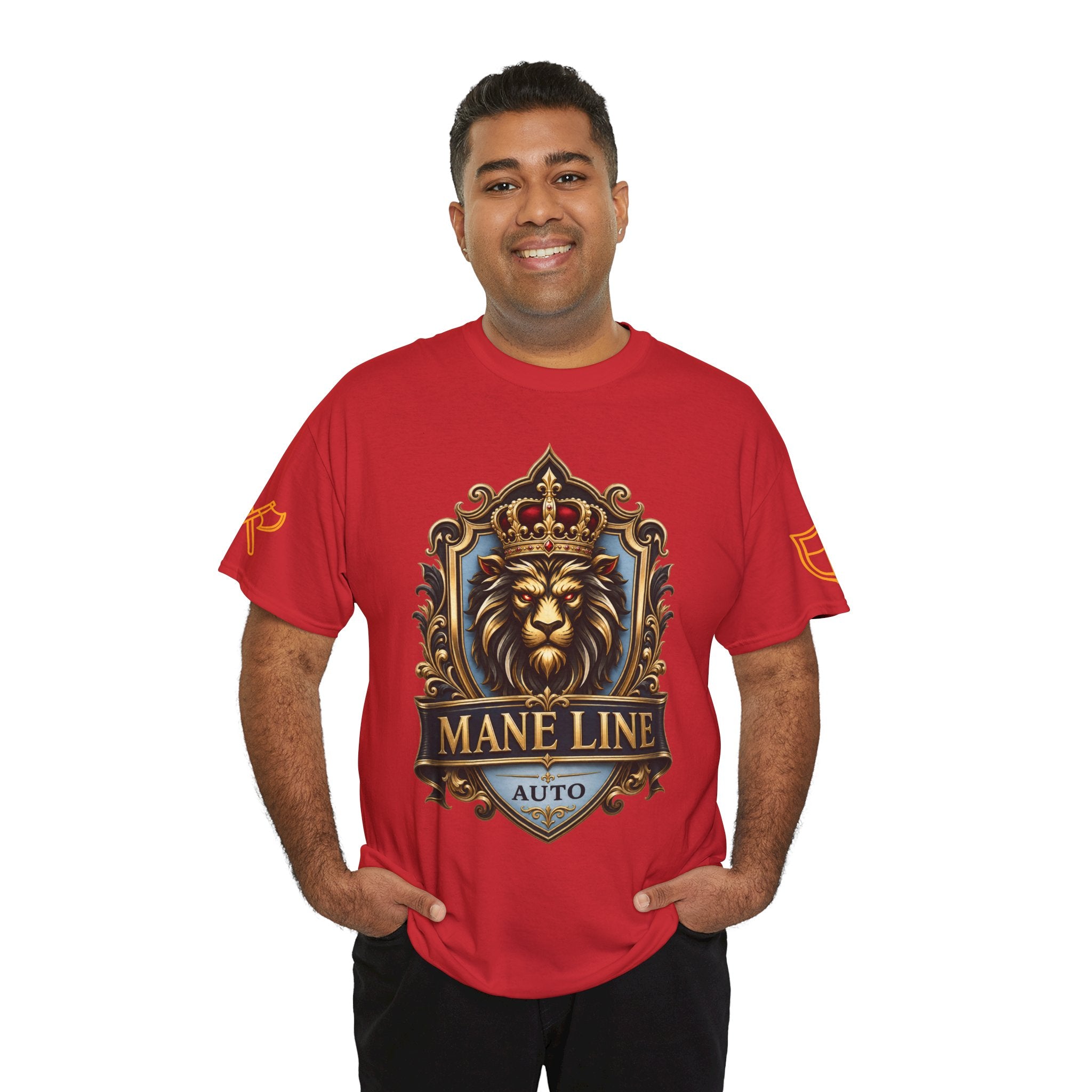 Lion Crest Tee — "Mane Line Auto" Vintage Heraldic Graphic Shirt
