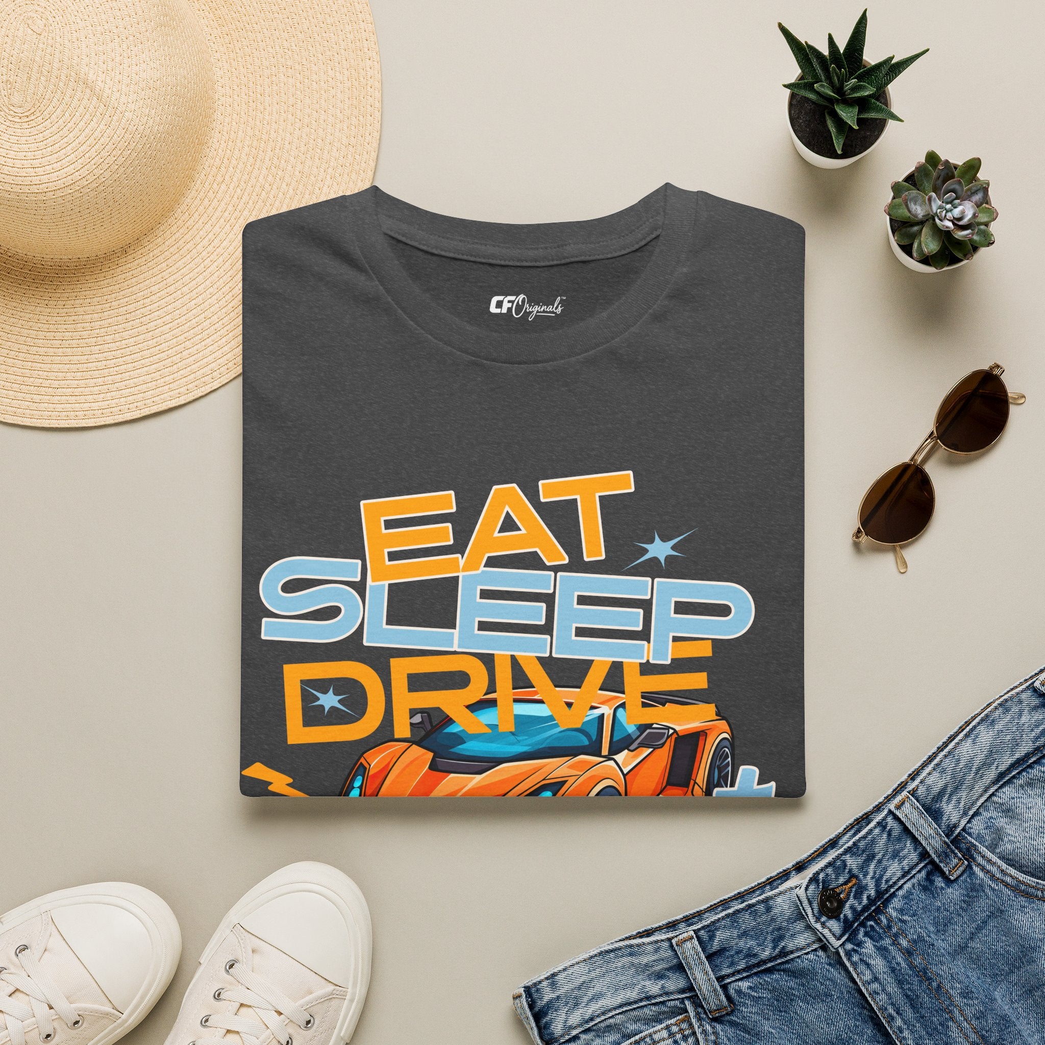 Eat Sleep Drive Repeat T-Shirt — Racing Car Graphic Tee for Motorsport Fans