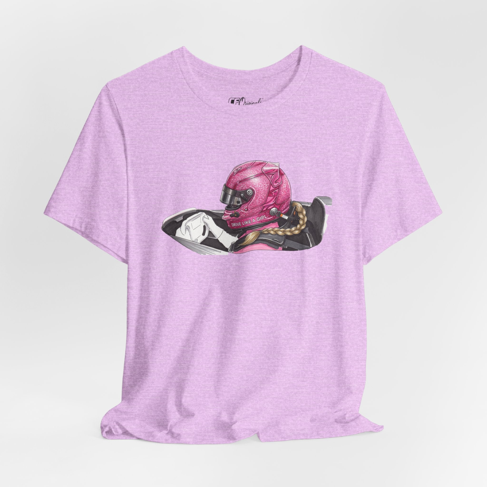 Drive Like a Girl — Pink Racing Helmet Graphic T-Shirt