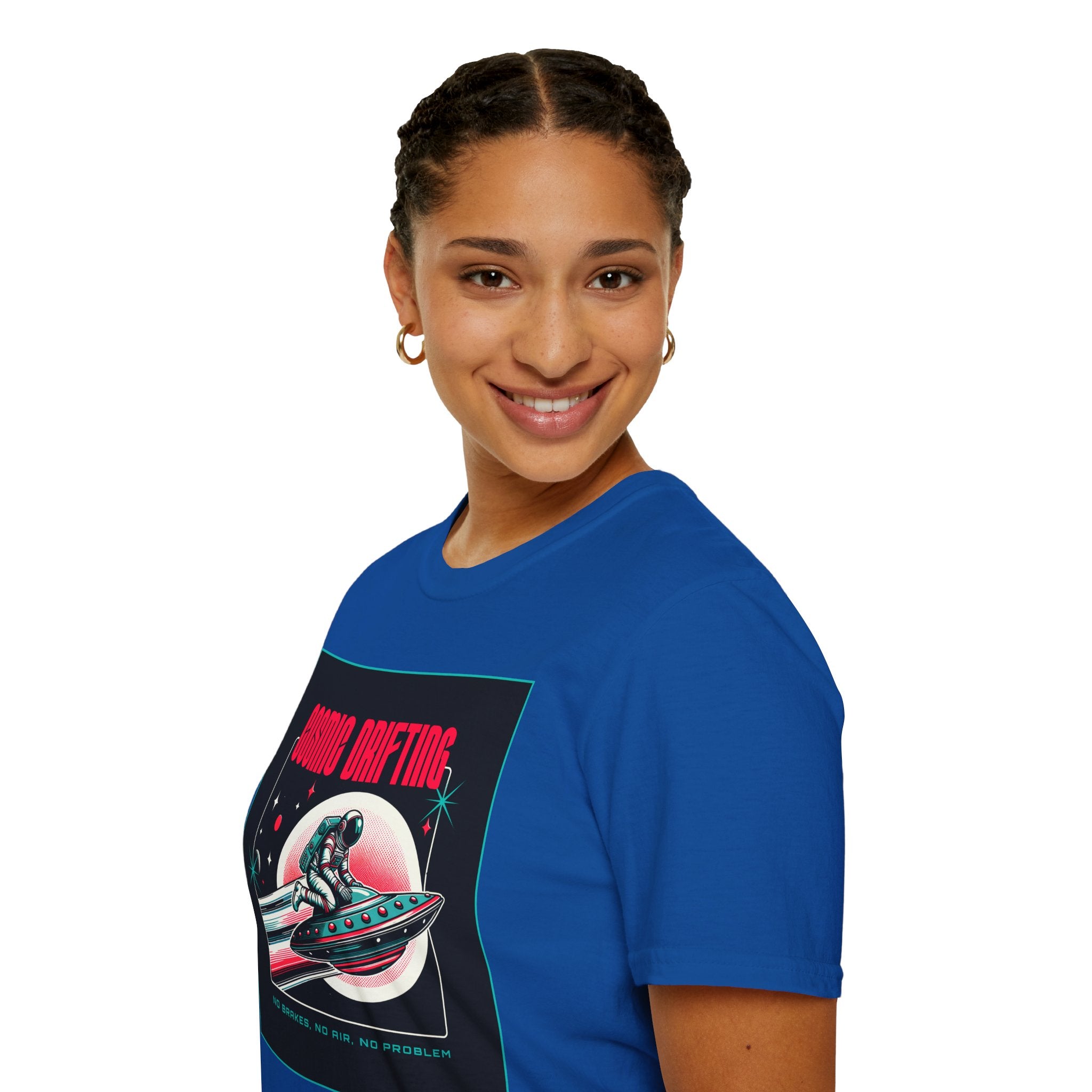 Cosmic Drifting T-Shirt — Retro Astronaut & UFO Vintage Space Tee