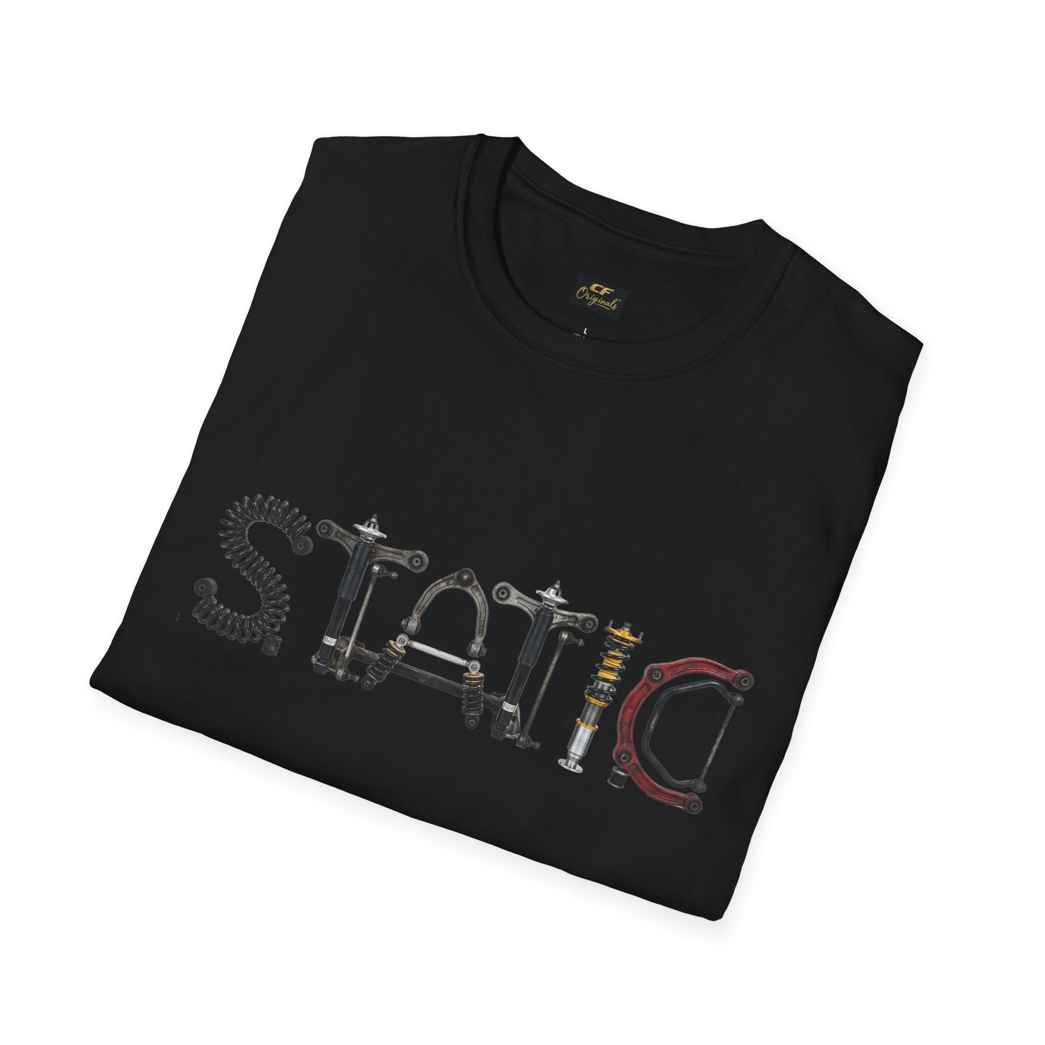 Static Graphic T-Shirt — Industrial Parts Lettering Tee