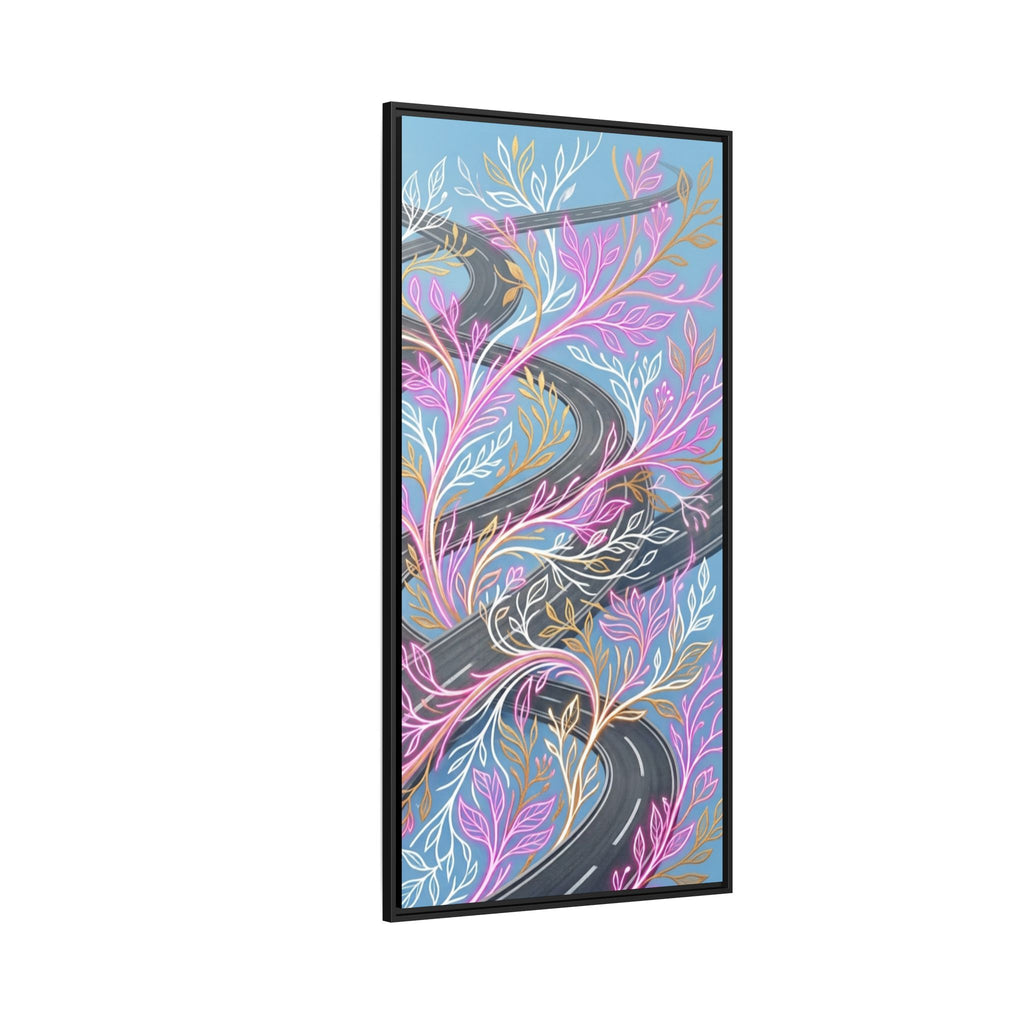 Framed Matte Canvas Floral Vines Wall Art — Pastel Botanical Abstract