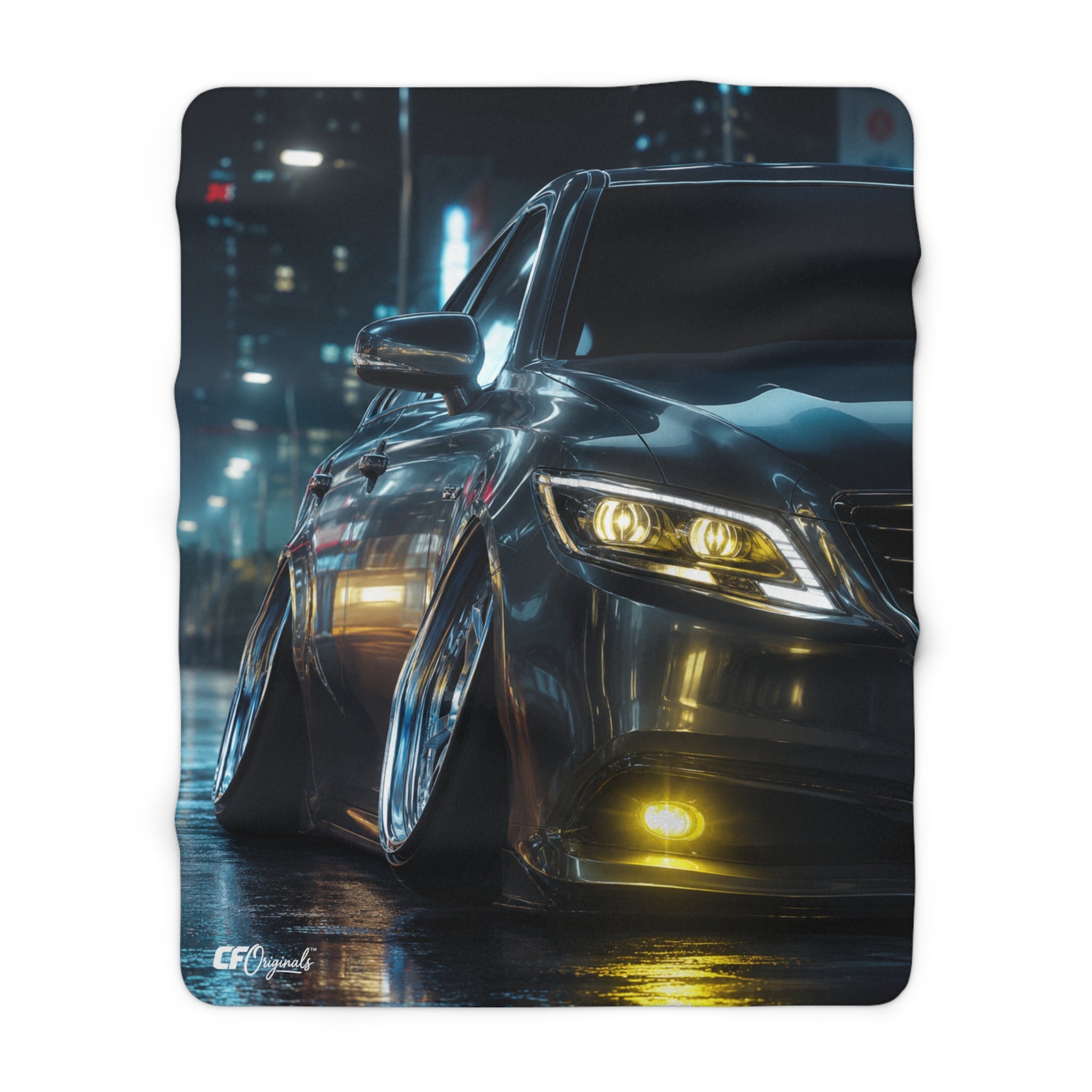 Slammed Sedan Sherpa Blanket — Night City Design