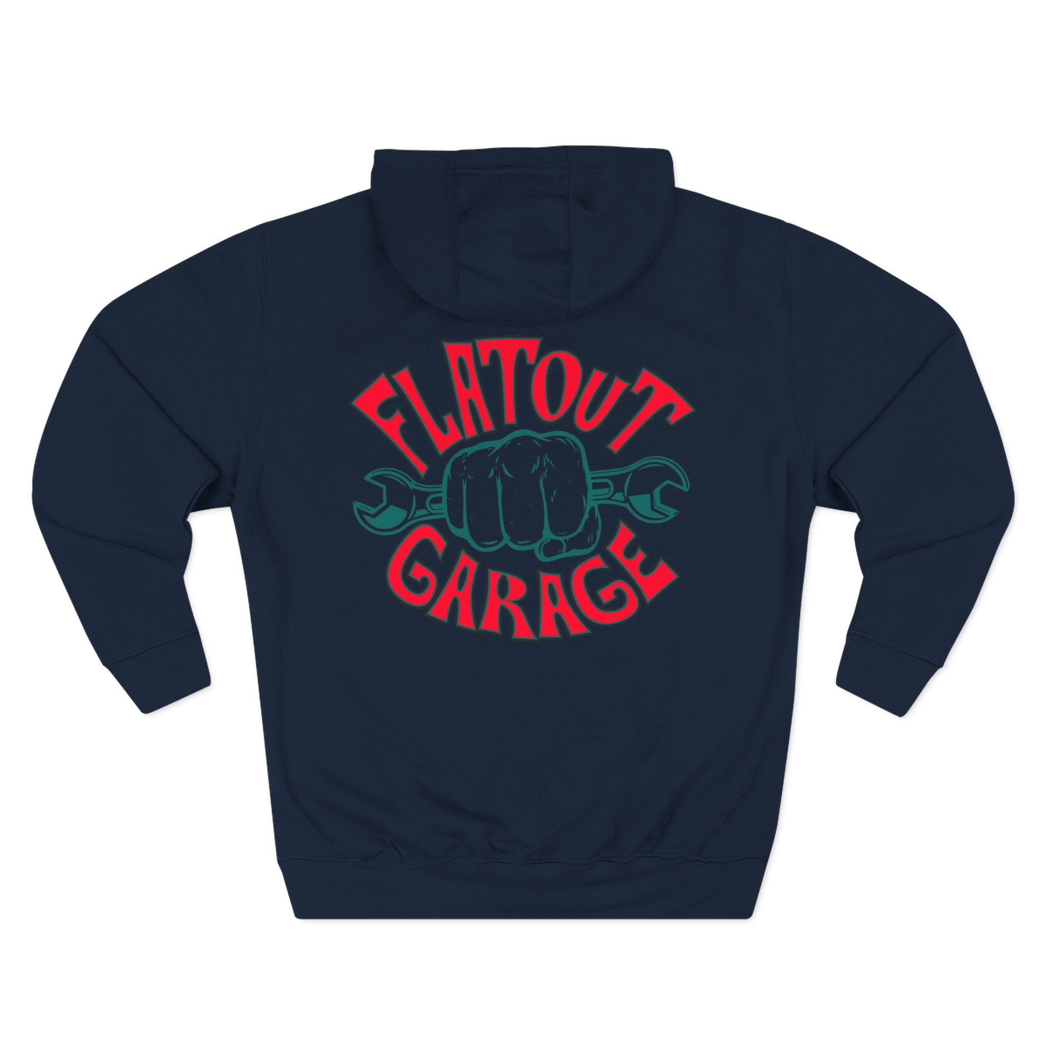 Flatout Garage Fleece Hoodie — Mechanic Shop Logo Pullover