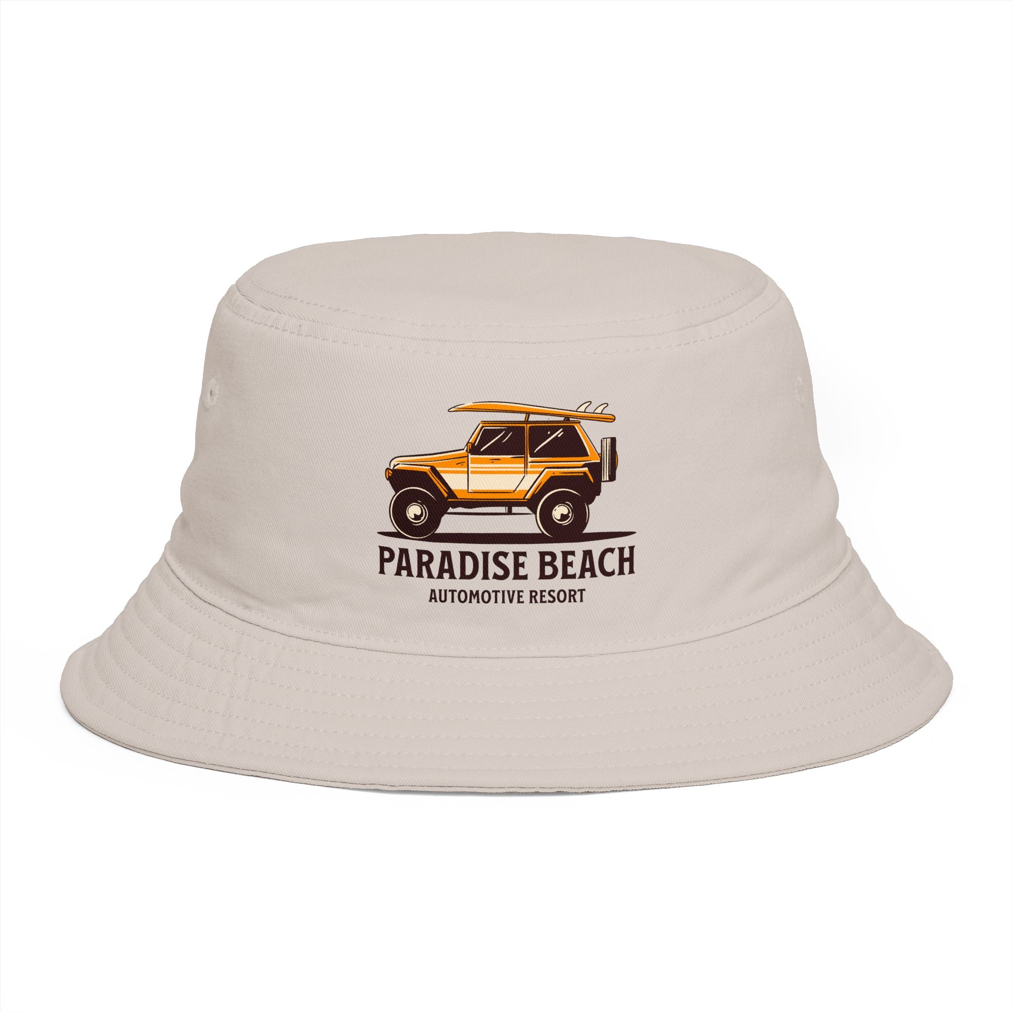 Paradise Beach Surf Buggy Bucket Hat — Vintage Beach Vacation Sun Hat