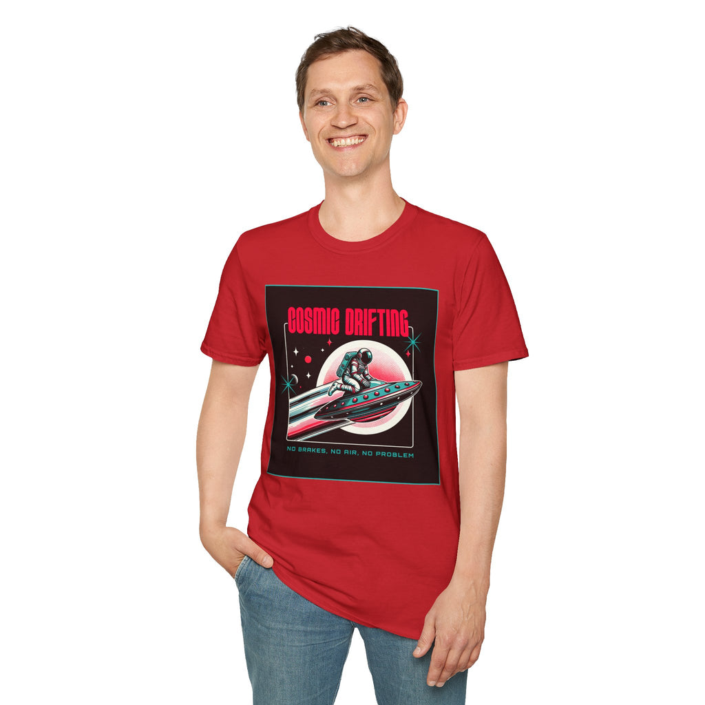 Cosmic Drifting T-Shirt — Retro Astronaut & UFO Vintage Space Tee