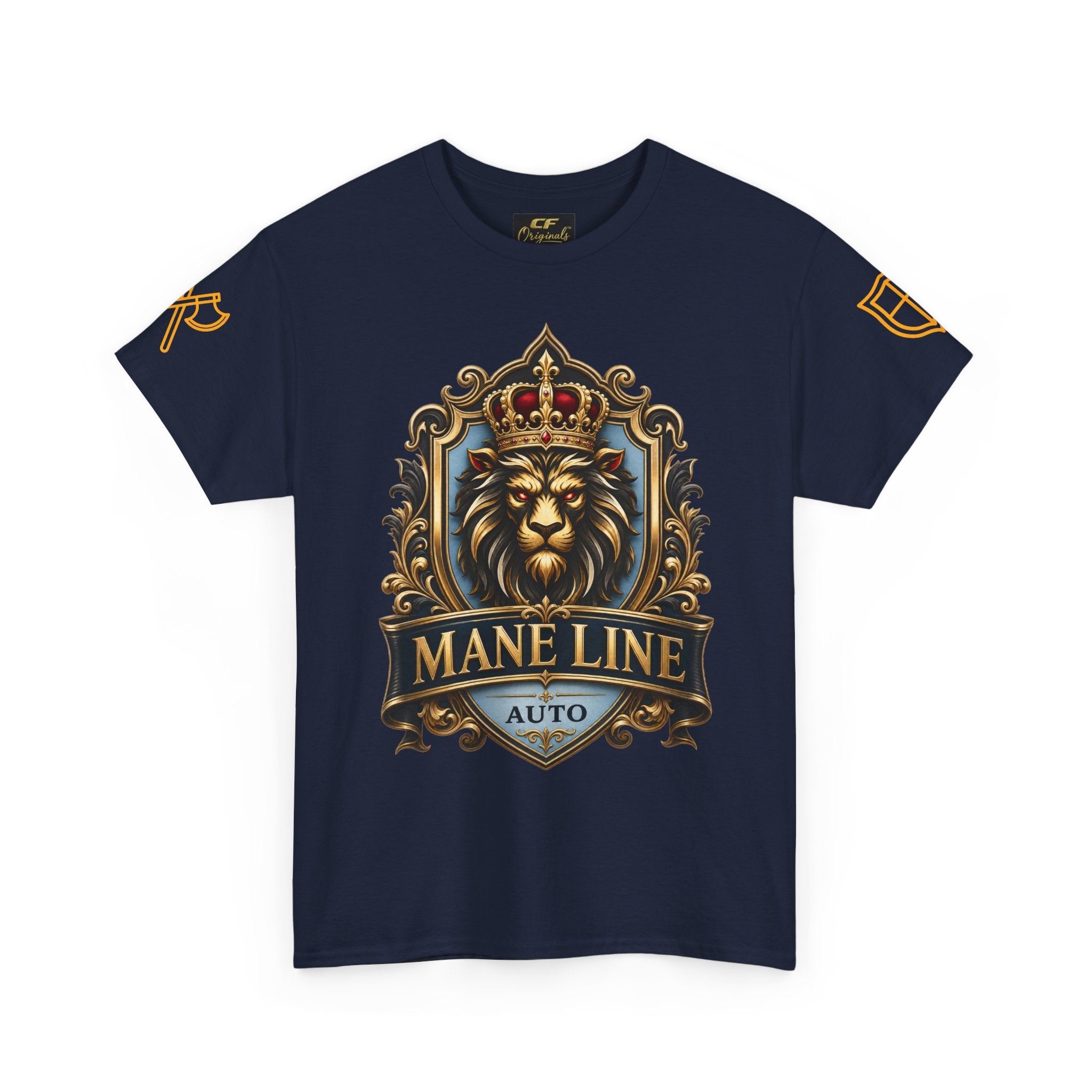 Lion Crest Tee — "Mane Line Auto" Vintage Heraldic Graphic Shirt